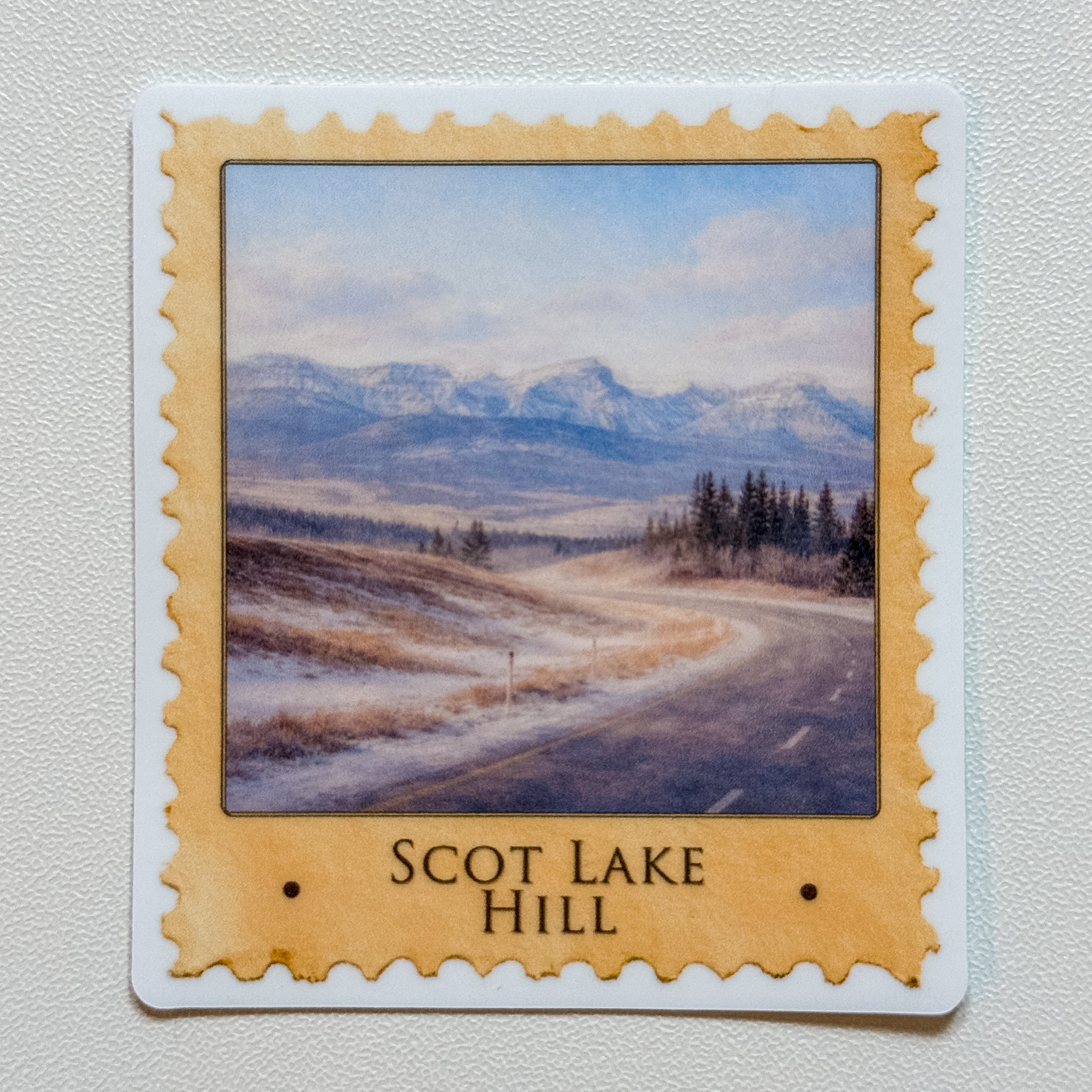 Moments in Banff Stamp Sticker — Scot Lake Hill (2.42" x 2.75")