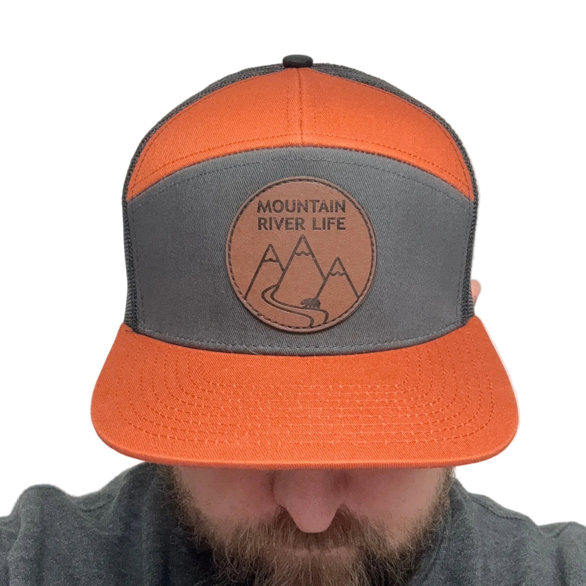 Mountain River Life Leather Patch Trucker Hats