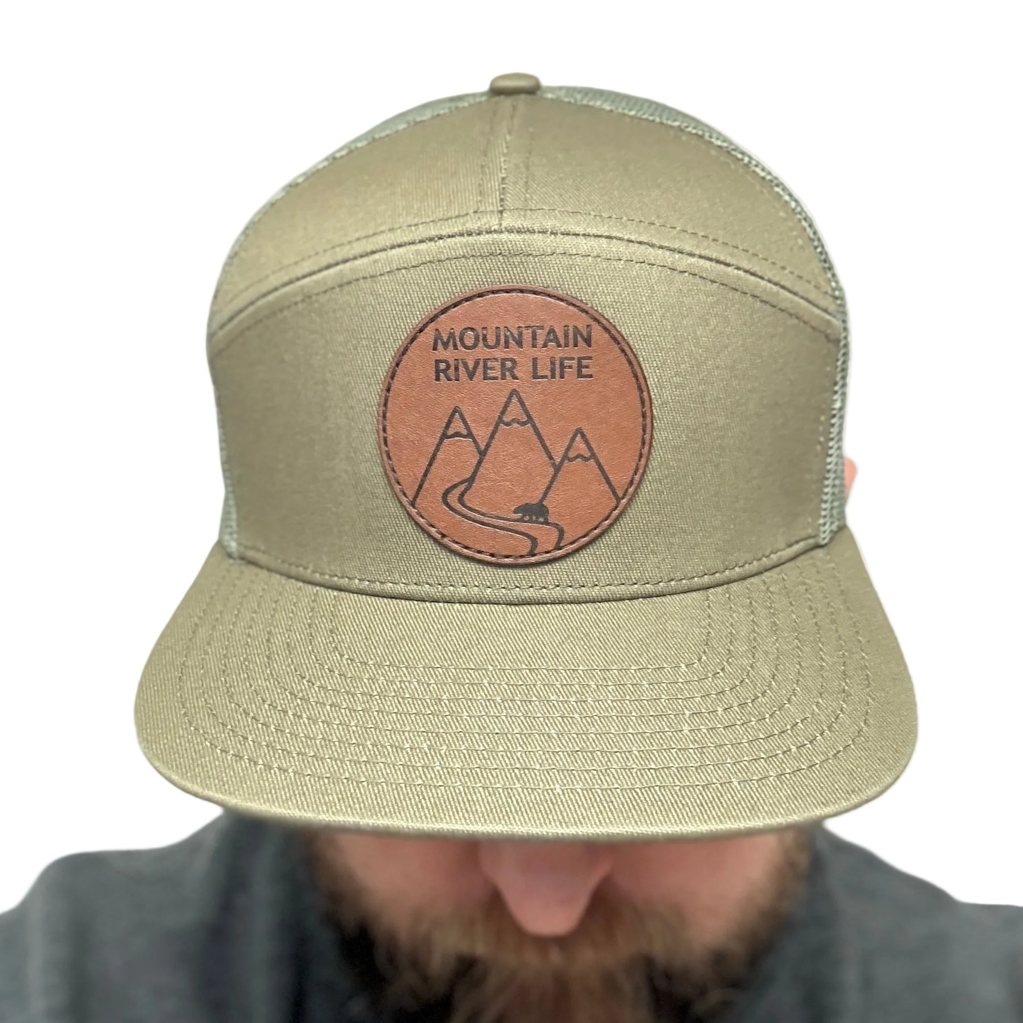 Mountain River Life Leather Patch Trucker Hats
