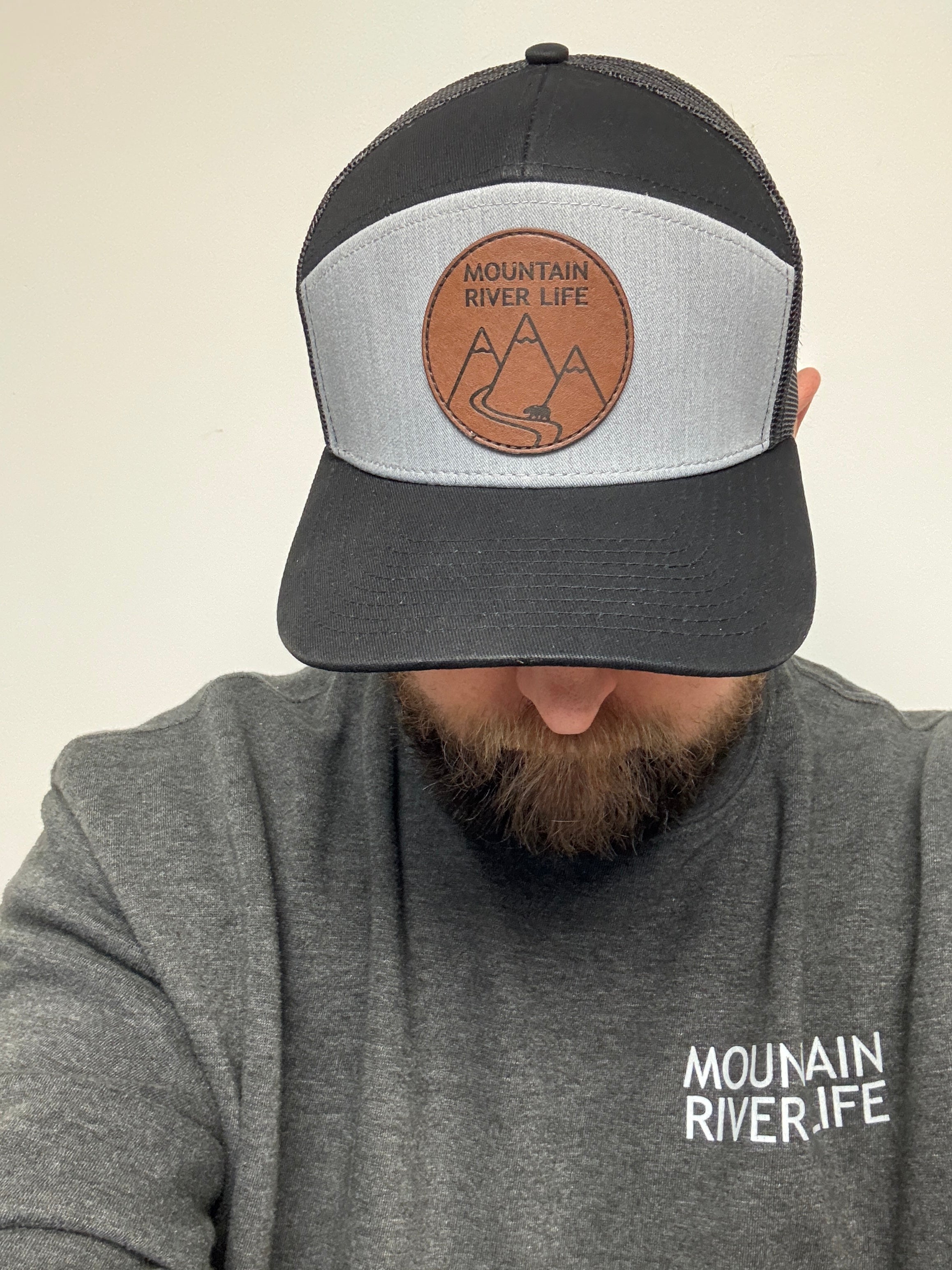 Mountain River Life Leather Patch Trucker Hats
