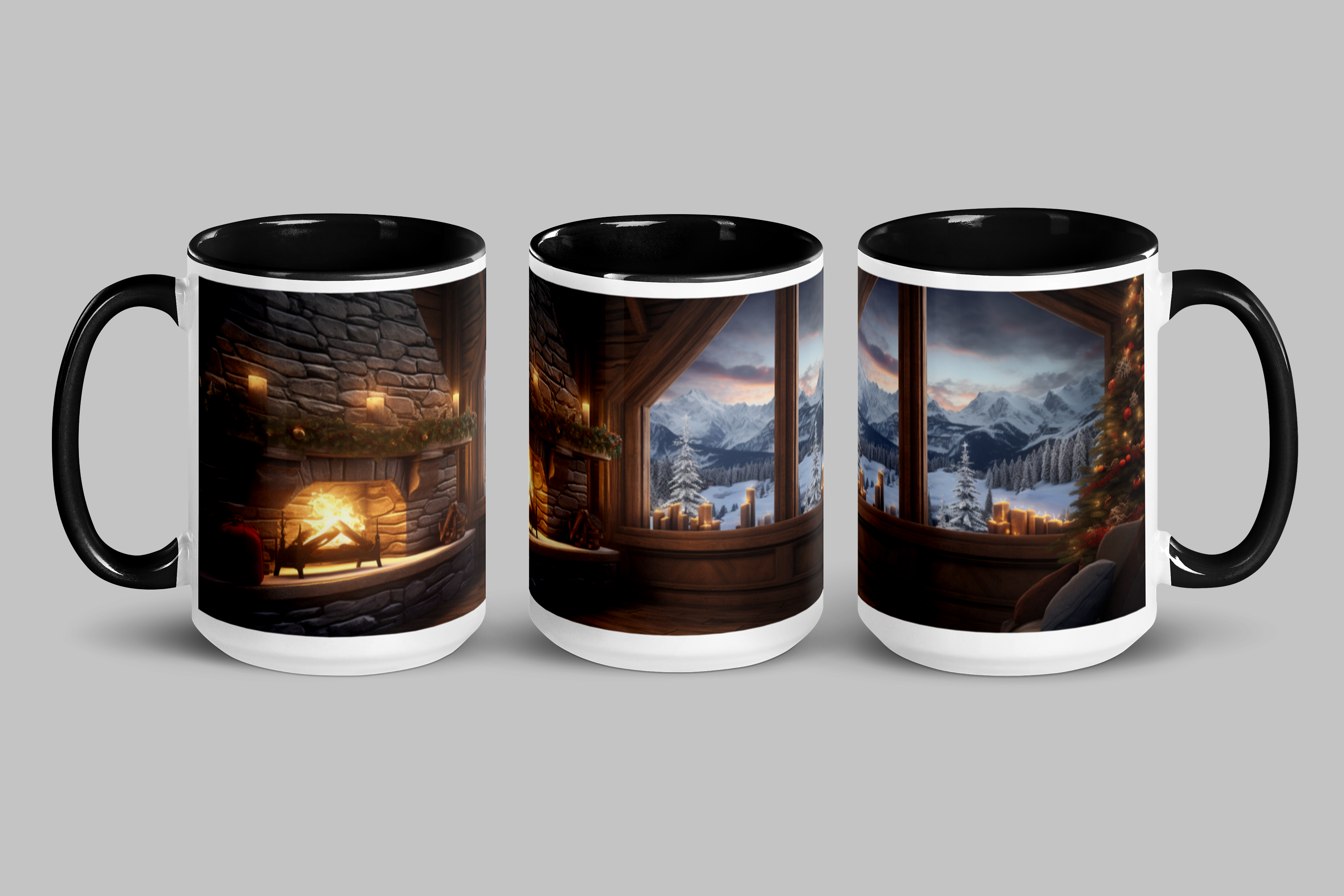 Large Cozy Chalet Coffee Mug with Black Inside