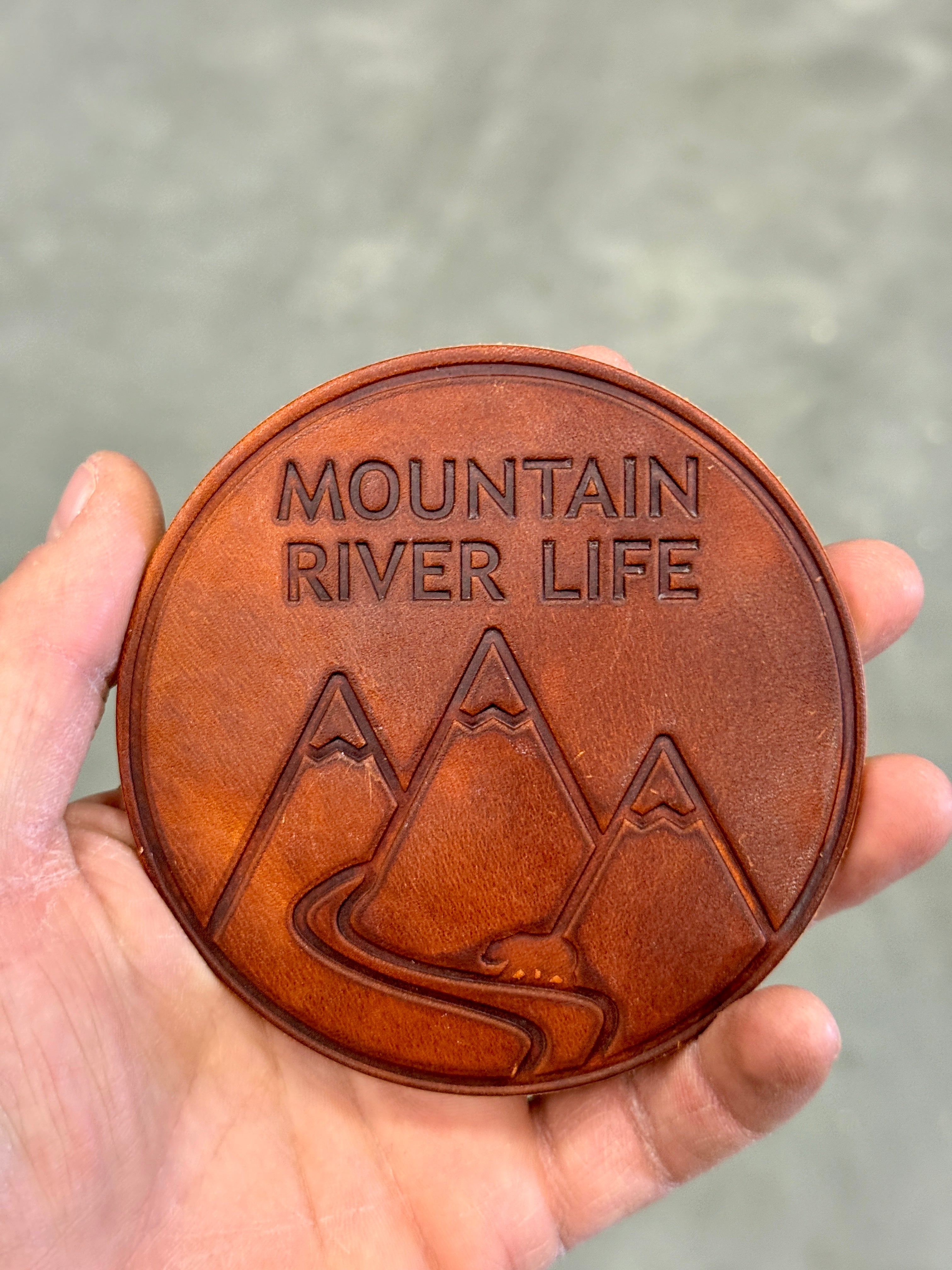 Mountain River Life Leather Coaster (Set of 4)