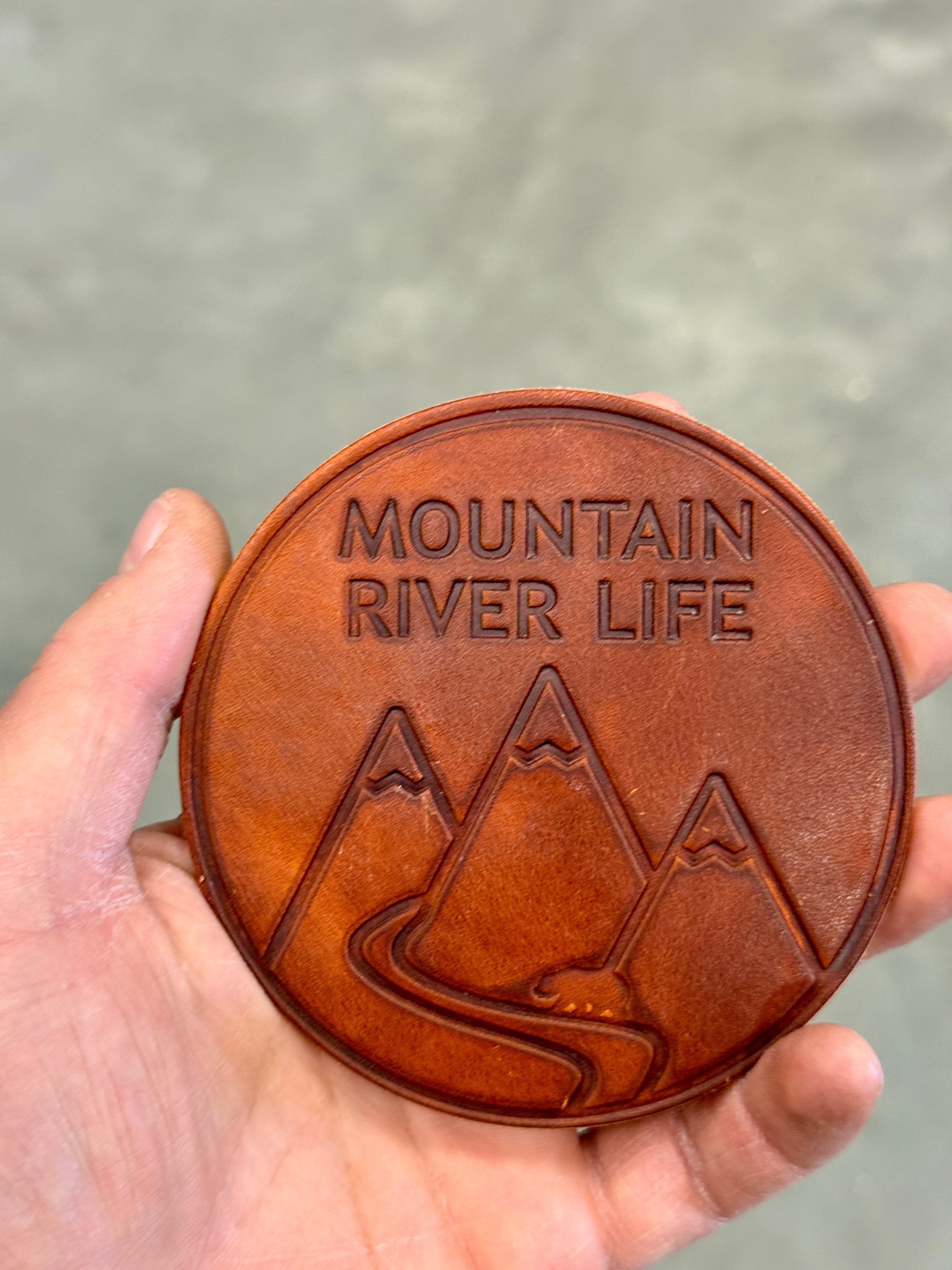 Mountain River Life Leather Coaster (Set of 4)