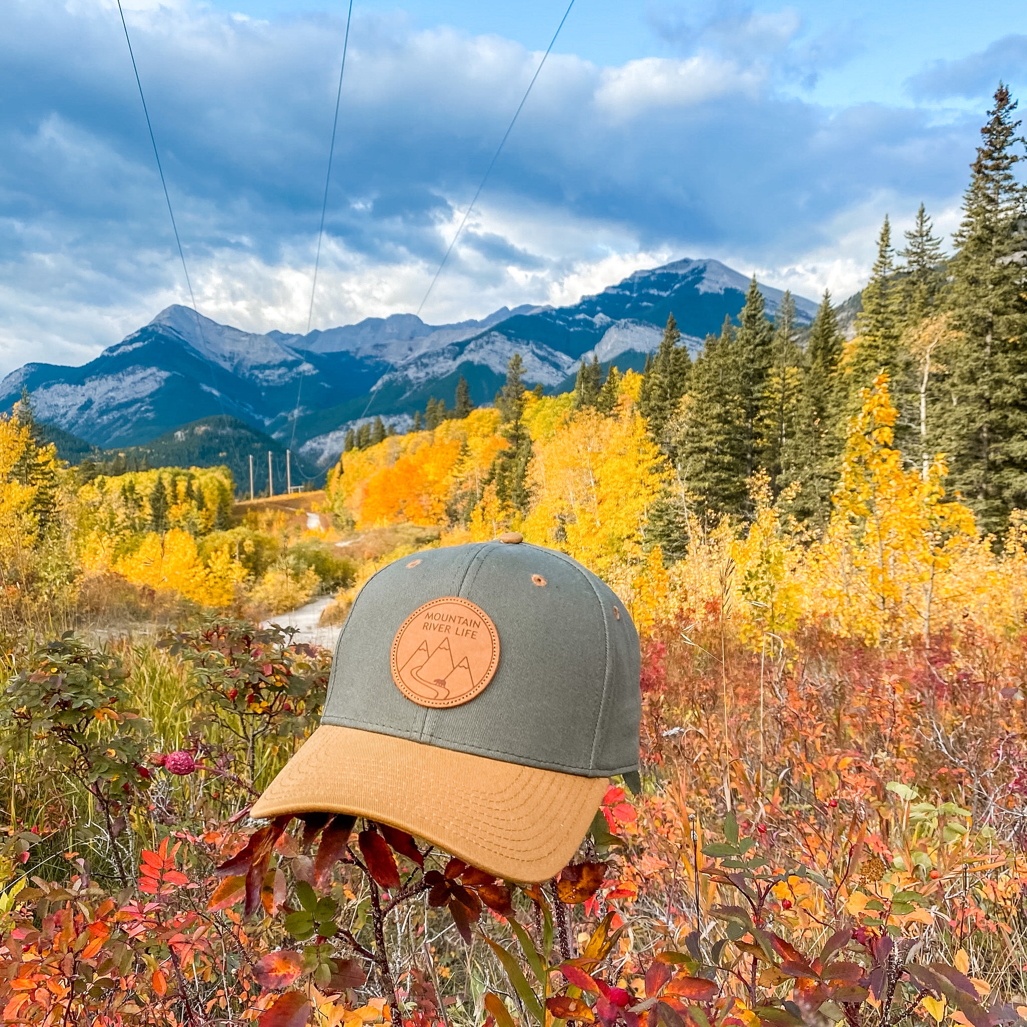 Mountain River Life Leather Patch Hats