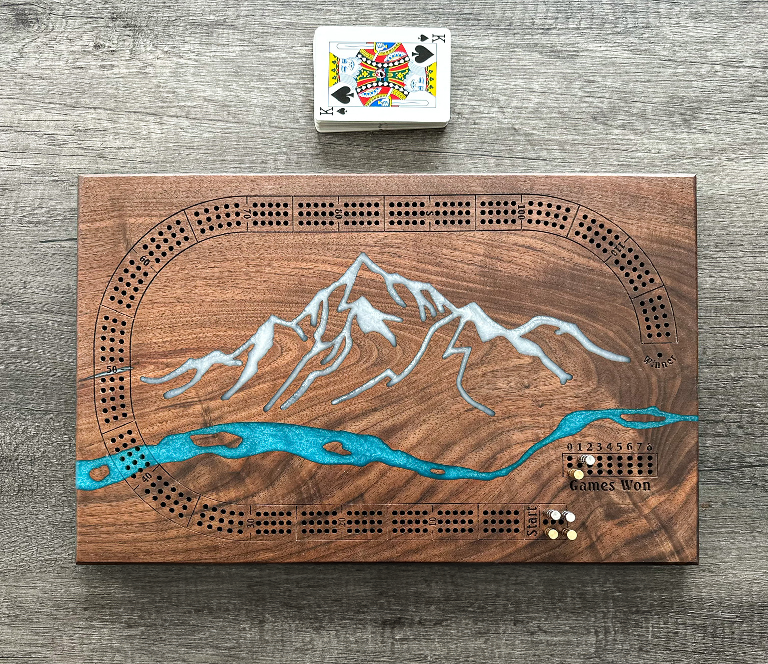 Mountain River Cribbage Board