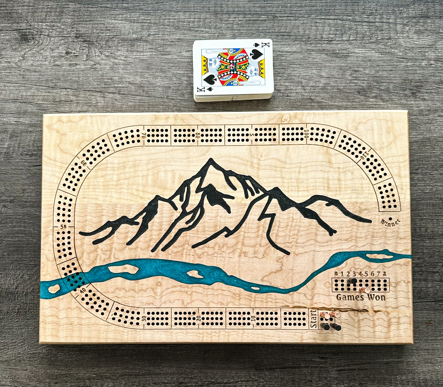 Mountain River Cribbage Board