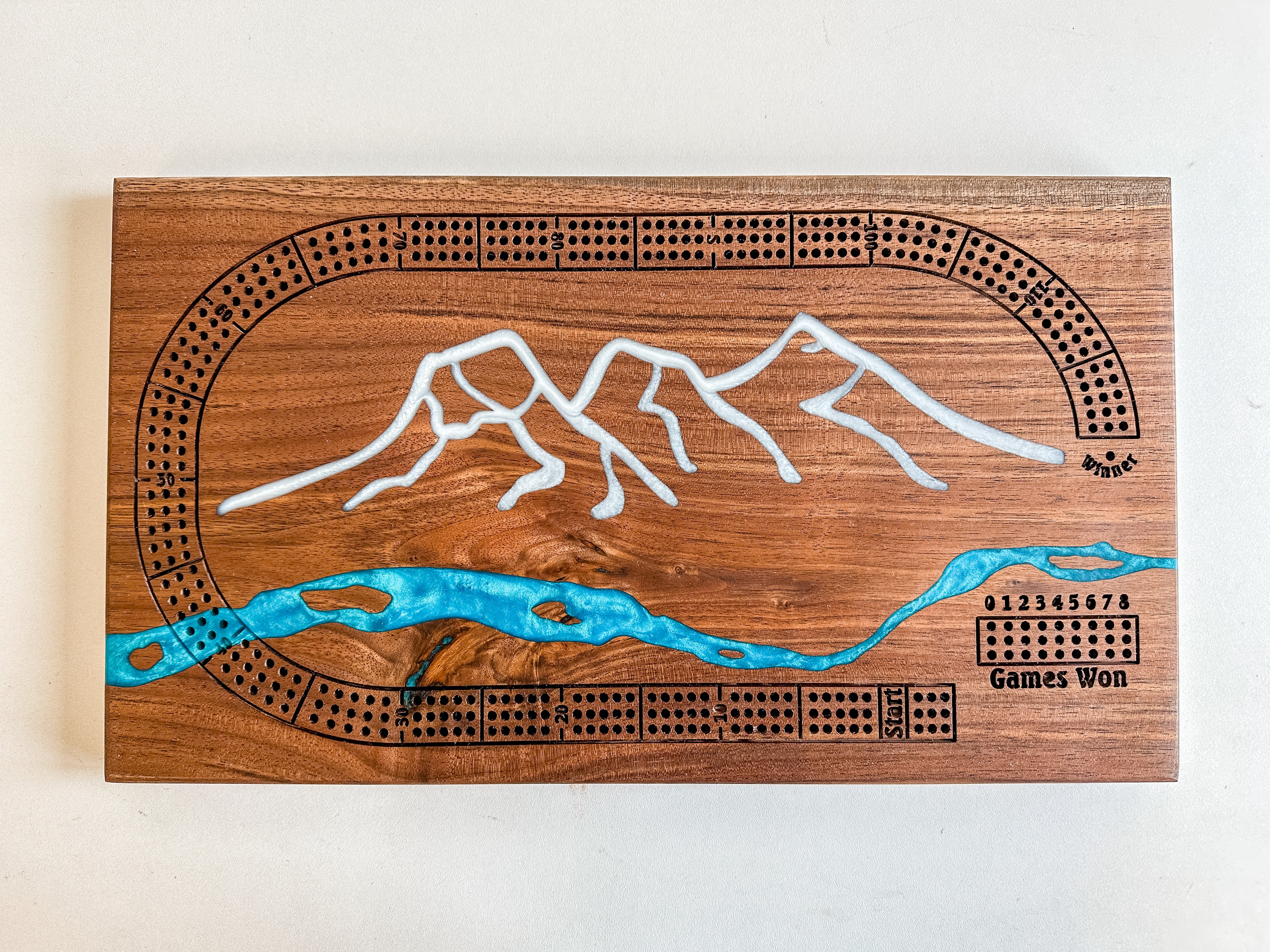 3 Sisters Mountain River Cribbage Board