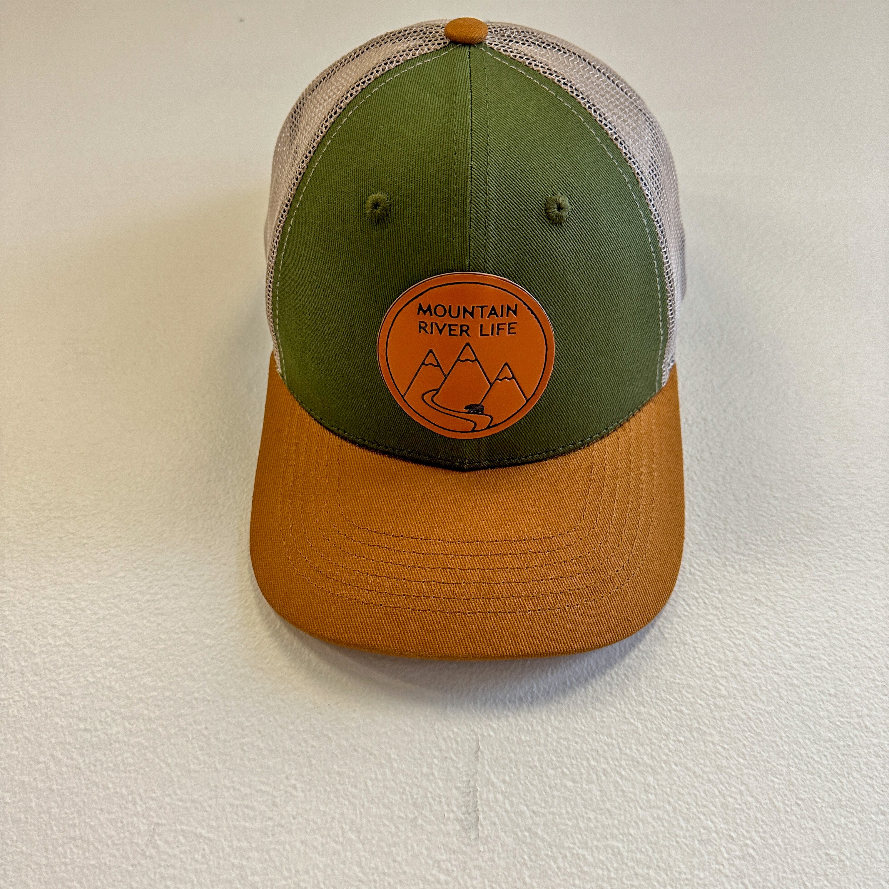 Mountain River Life Leather Patch Trucker Hats