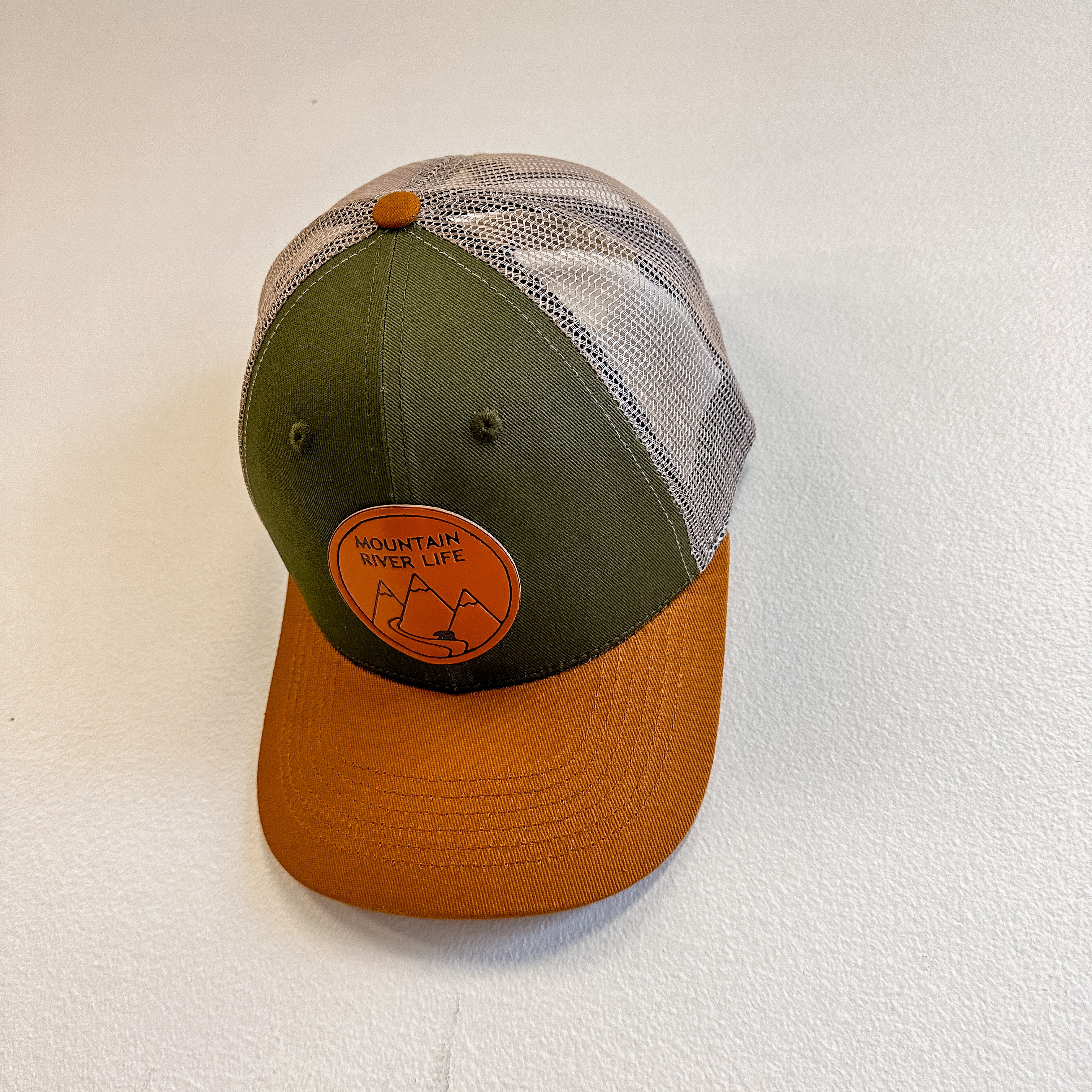 Mountain River Life Leather Patch Trucker Hats