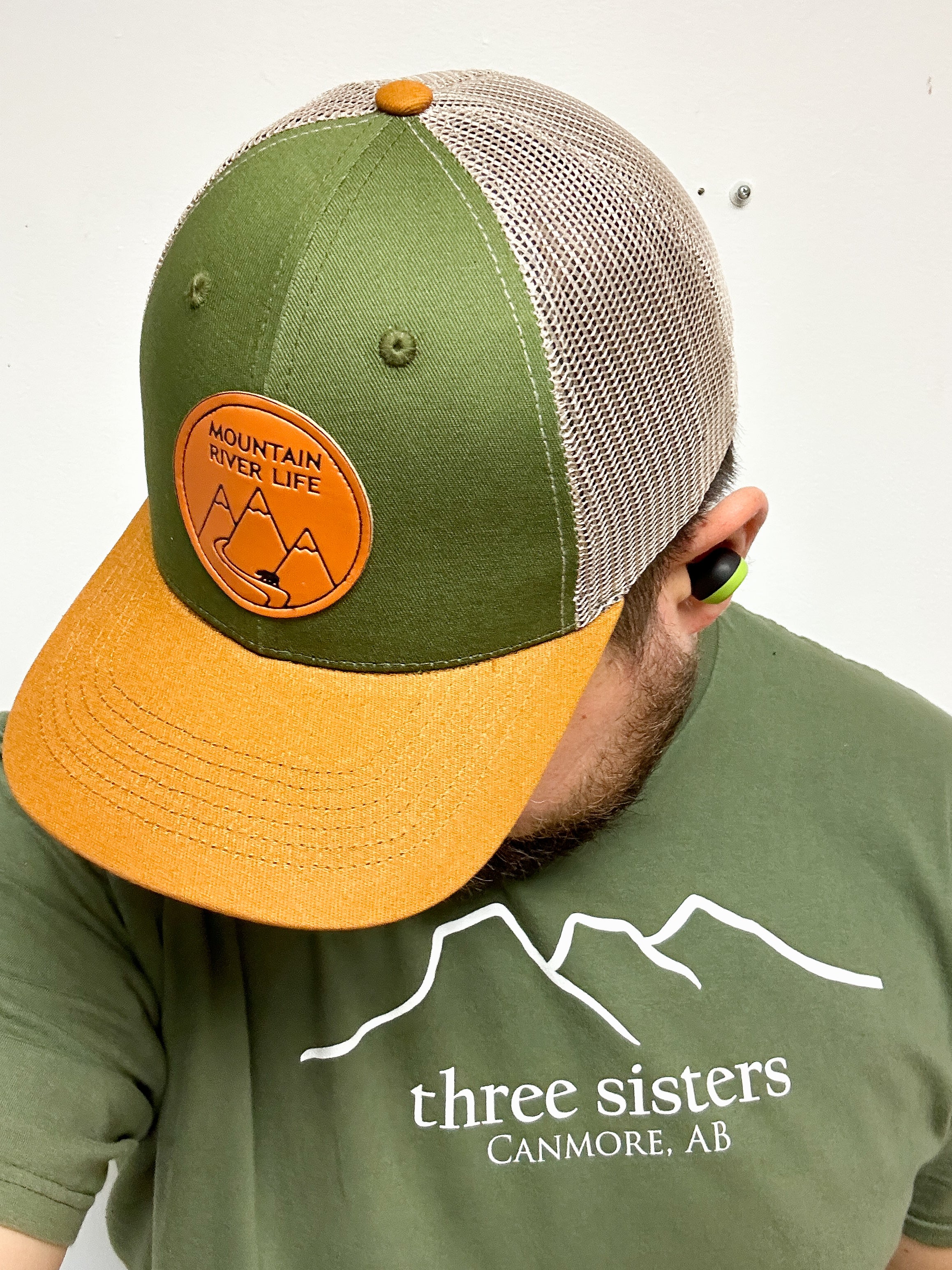 Mountain River Life Leather Patch Trucker Hats