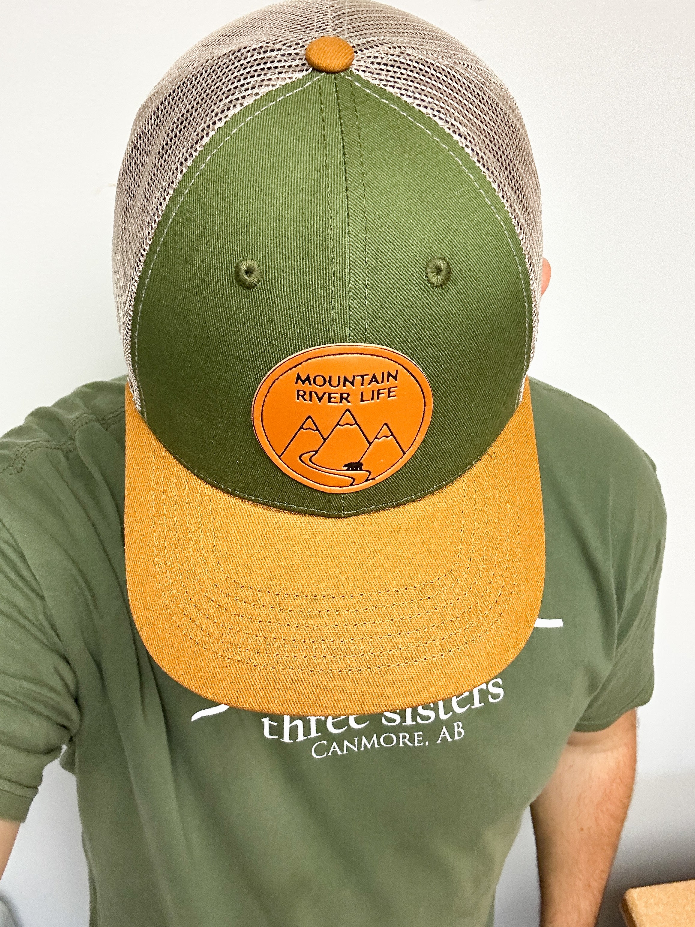 Mountain River Life Leather Patch Trucker Hats