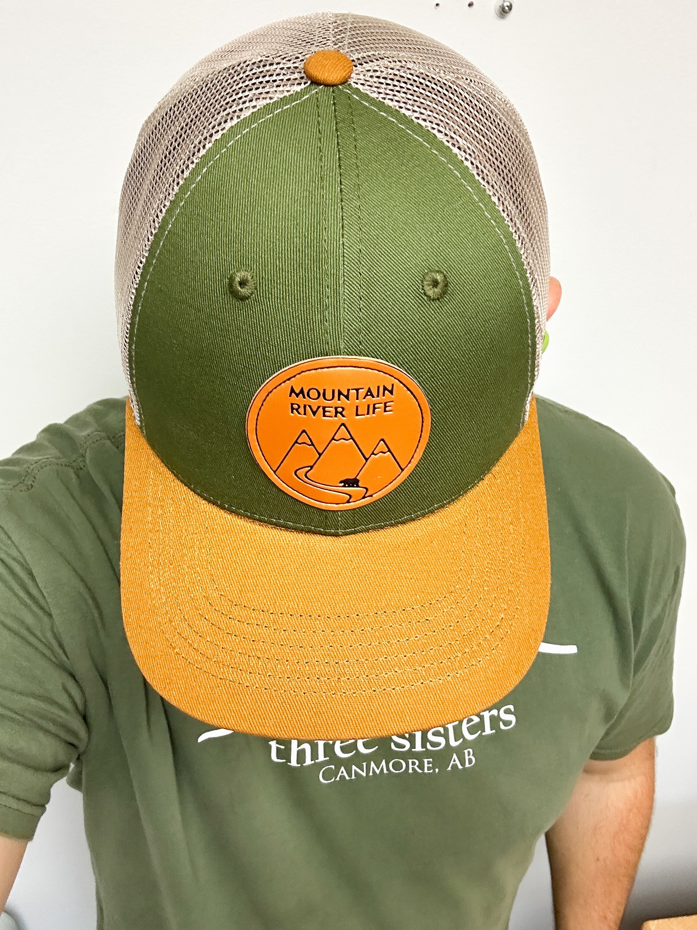 Mountain River Life Leather Patch Trucker Hats