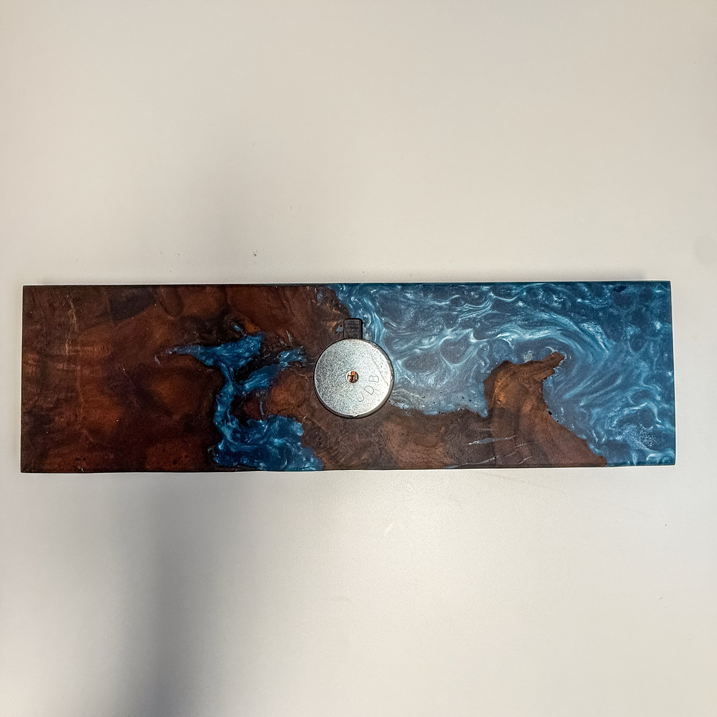 Claro Walnut Burl & Steel Blue Epoxy Crib Board