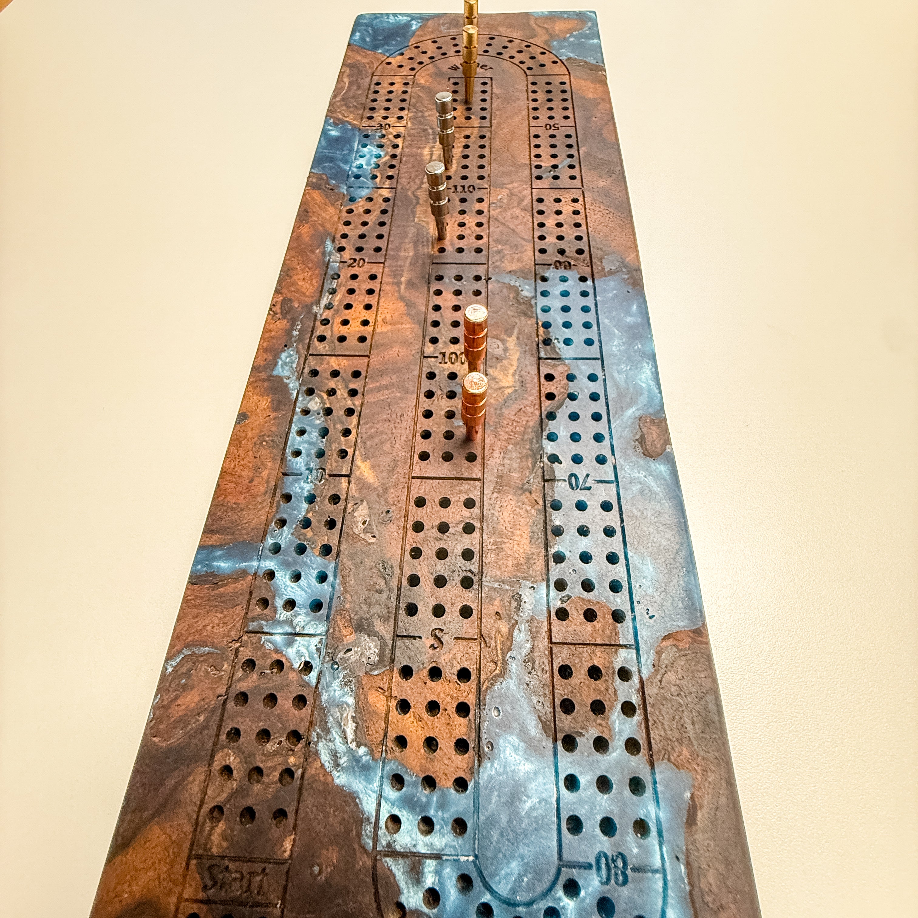 Claro Walnut Burl & Steel Blue Epoxy Crib Board