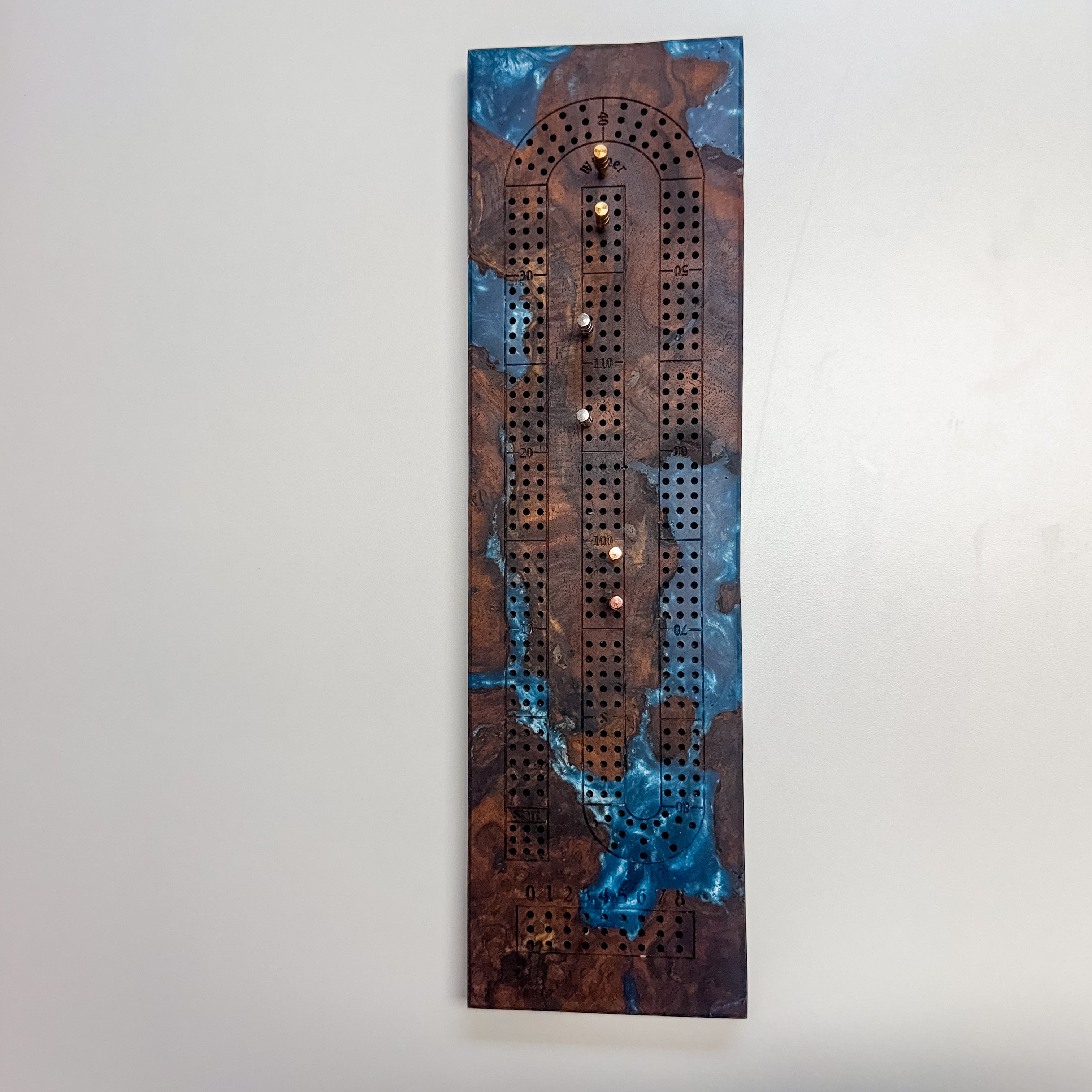 Claro Walnut Burl & Steel Blue Epoxy Crib Board