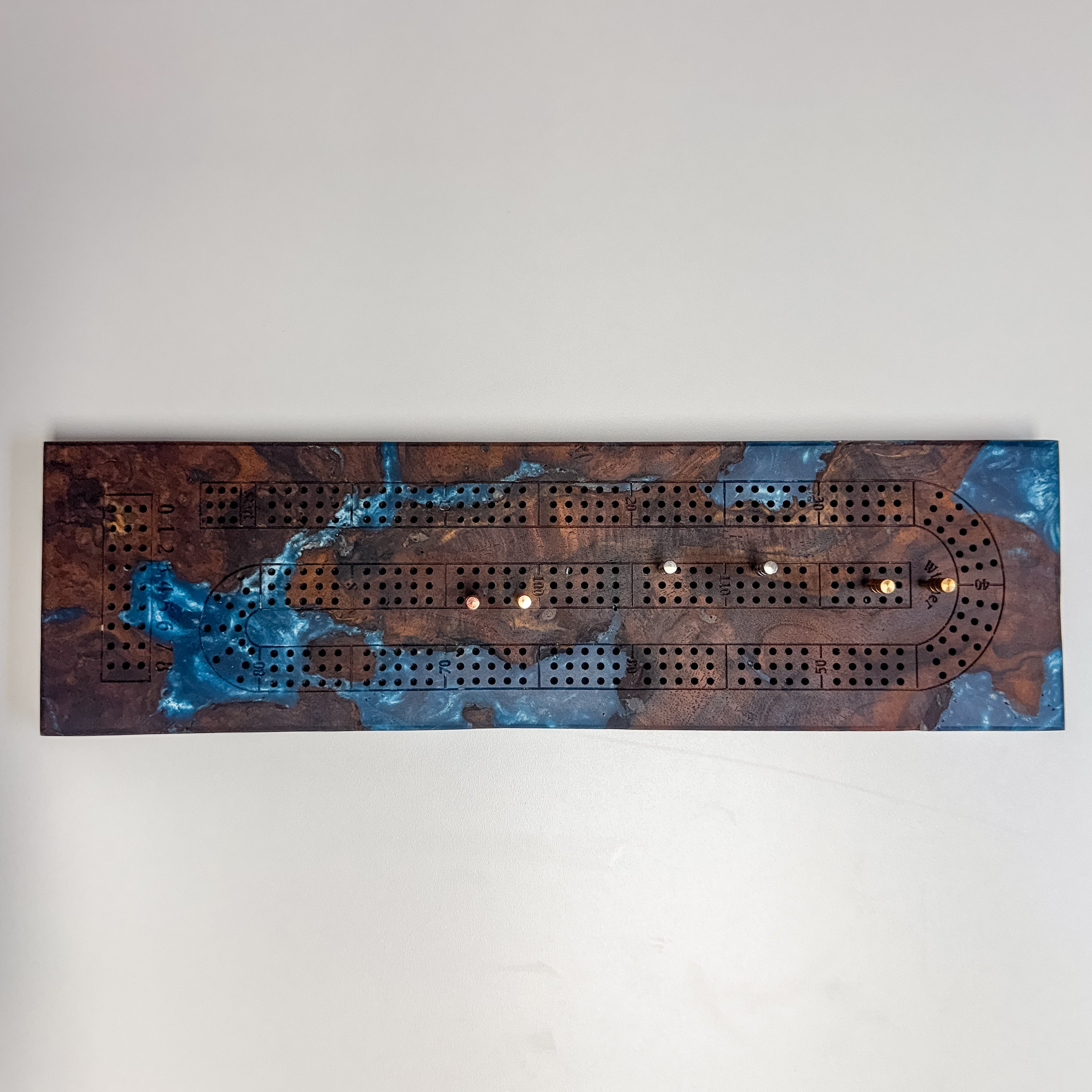 Claro Walnut Burl & Steel Blue Epoxy Crib Board