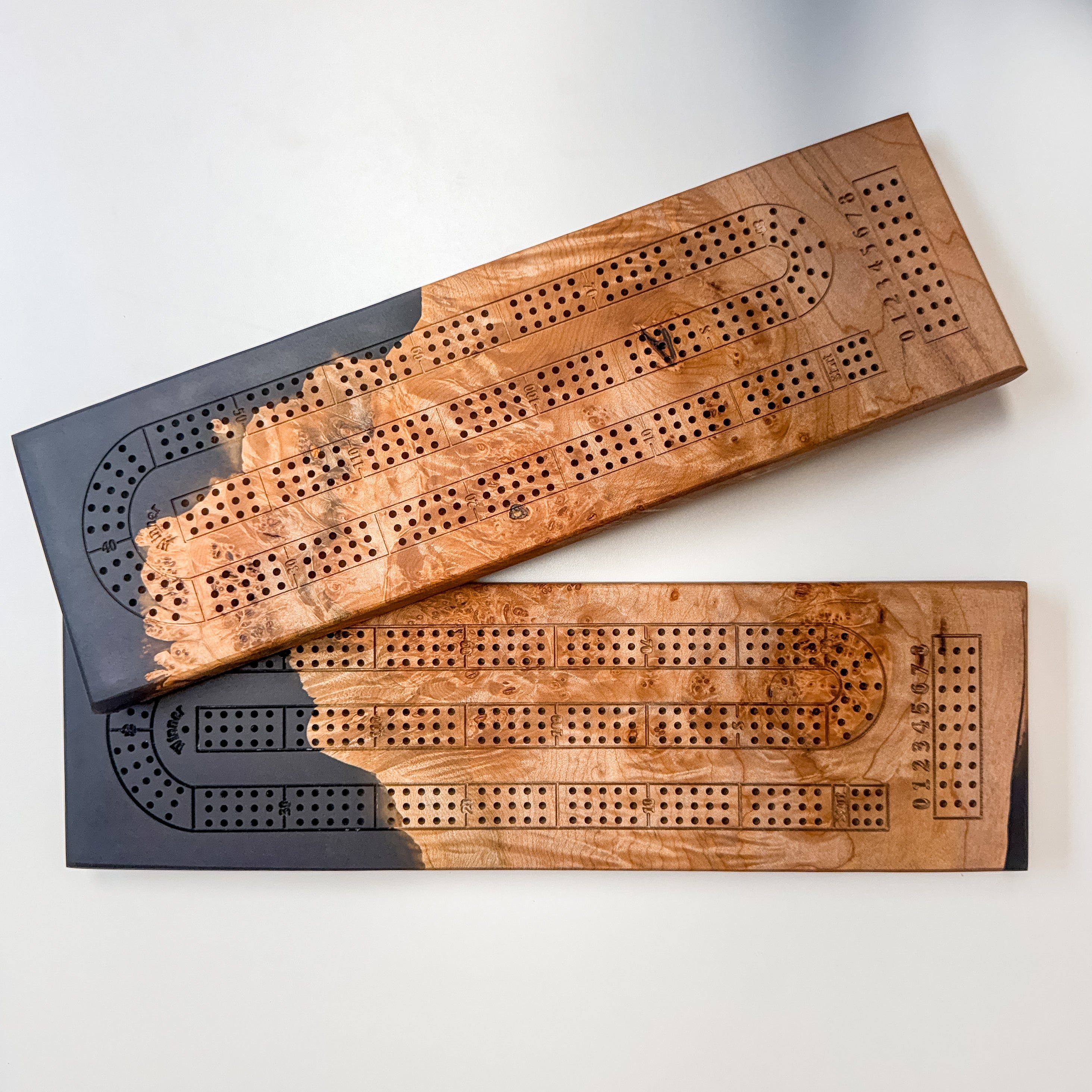 Maple Burl & Black Epoxy Crib Board