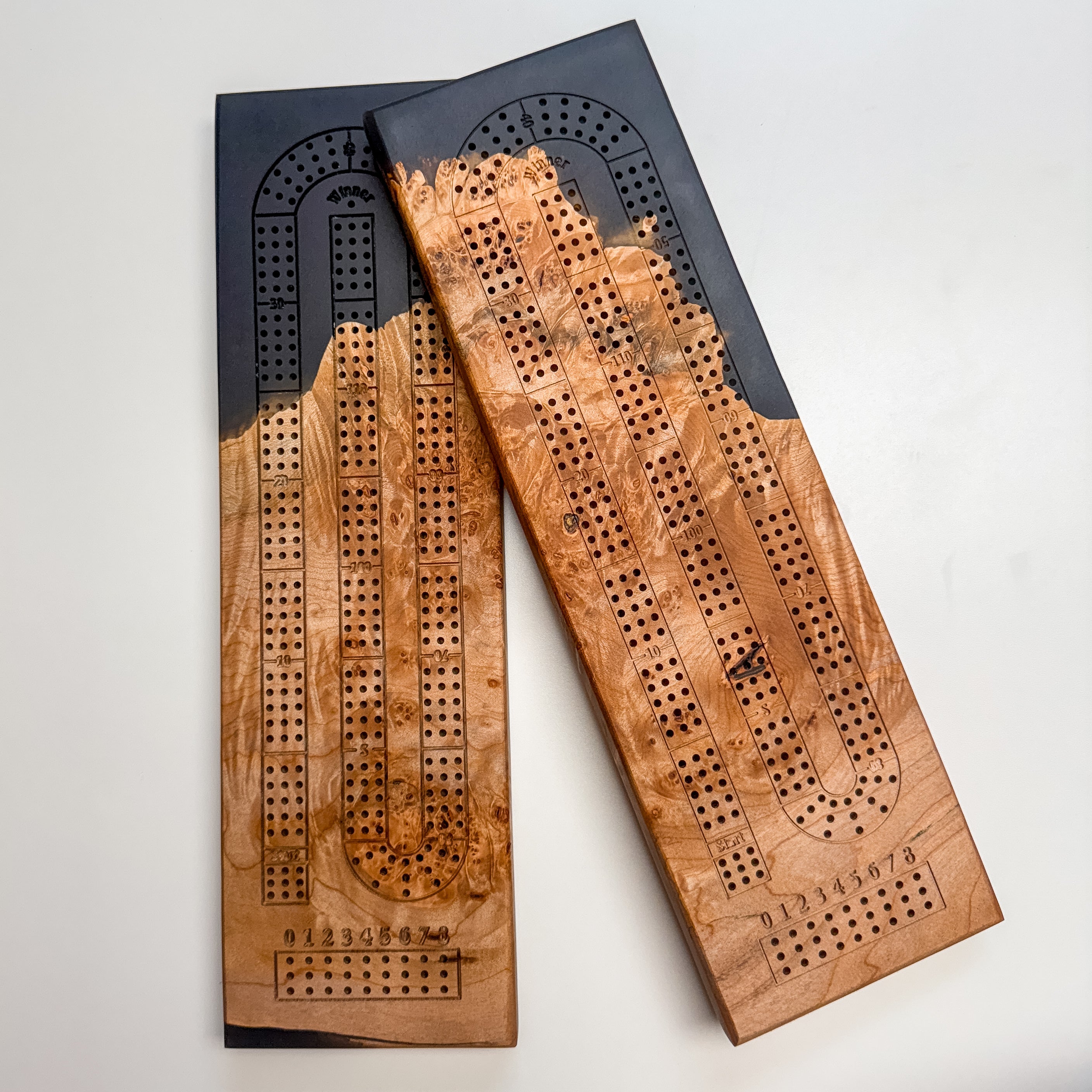 Maple Burl & Black Epoxy Crib Board
