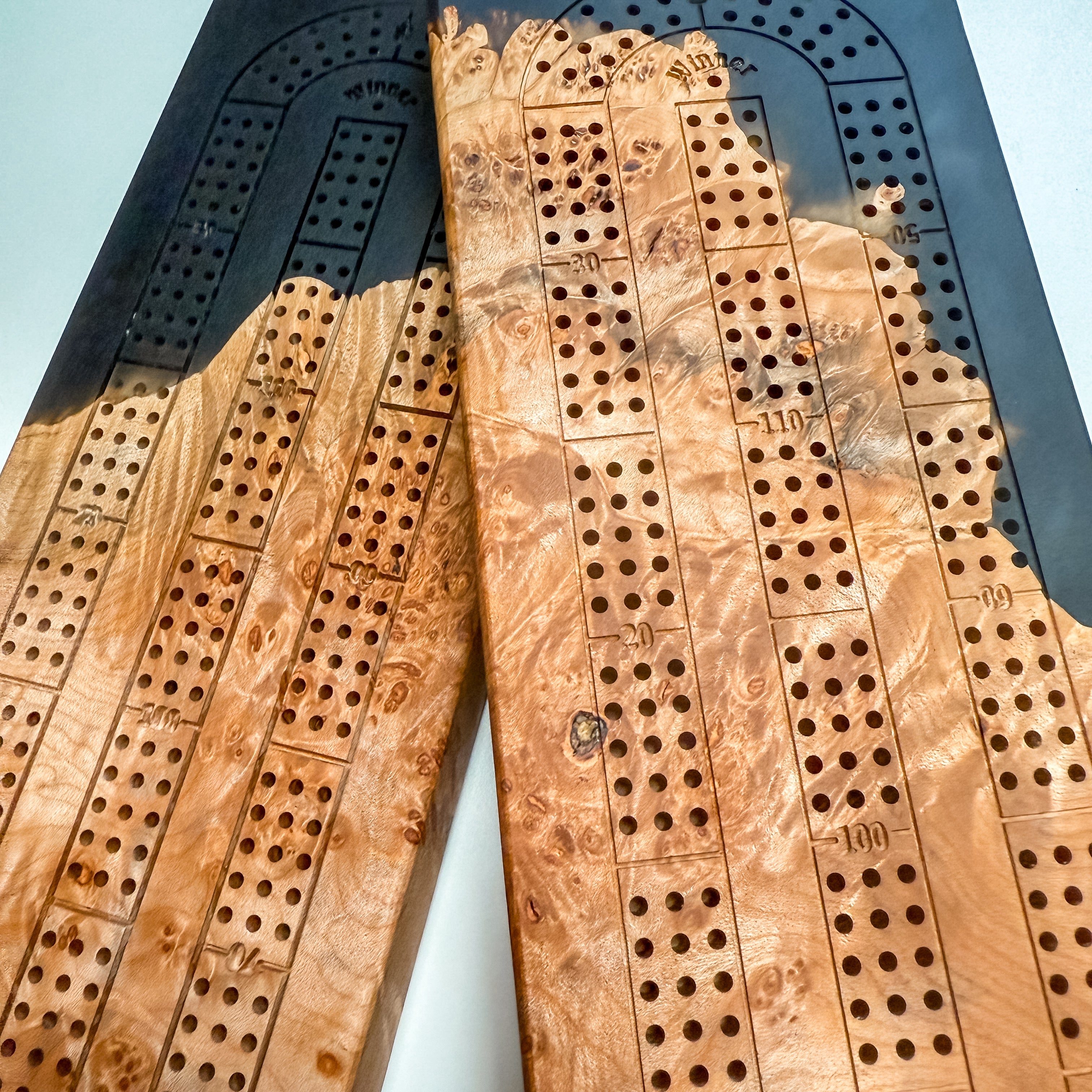 Maple Burl & Black Epoxy Crib Board