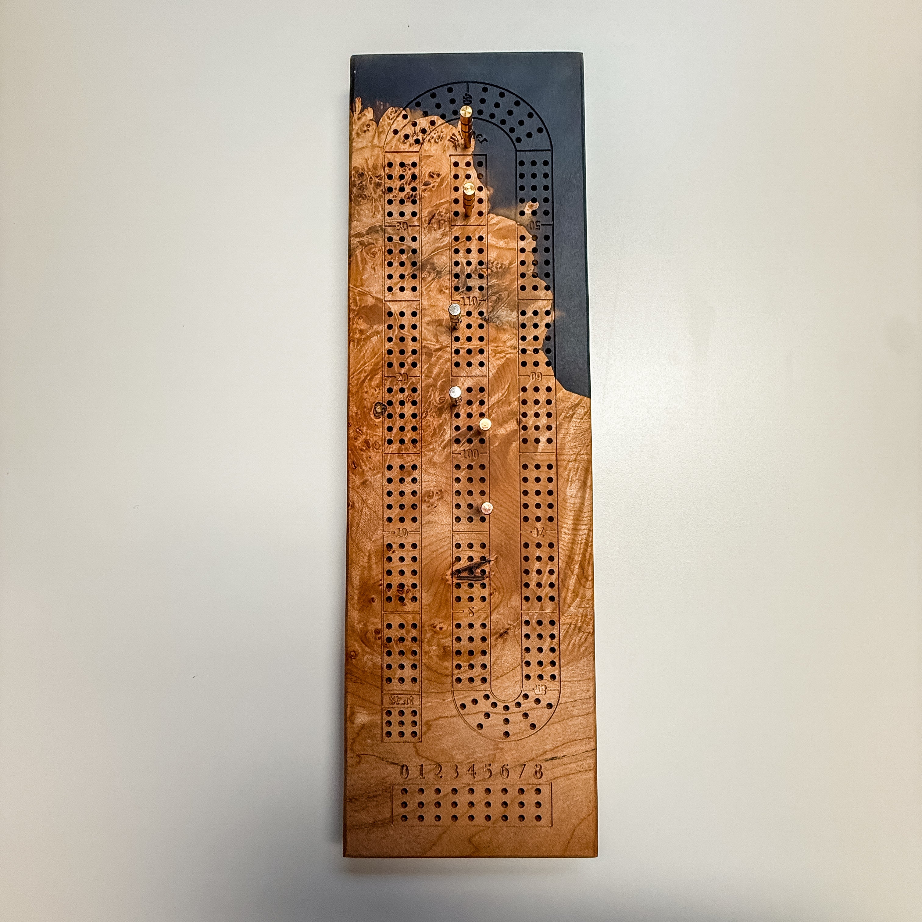 Maple Burl & Black Epoxy Crib Board