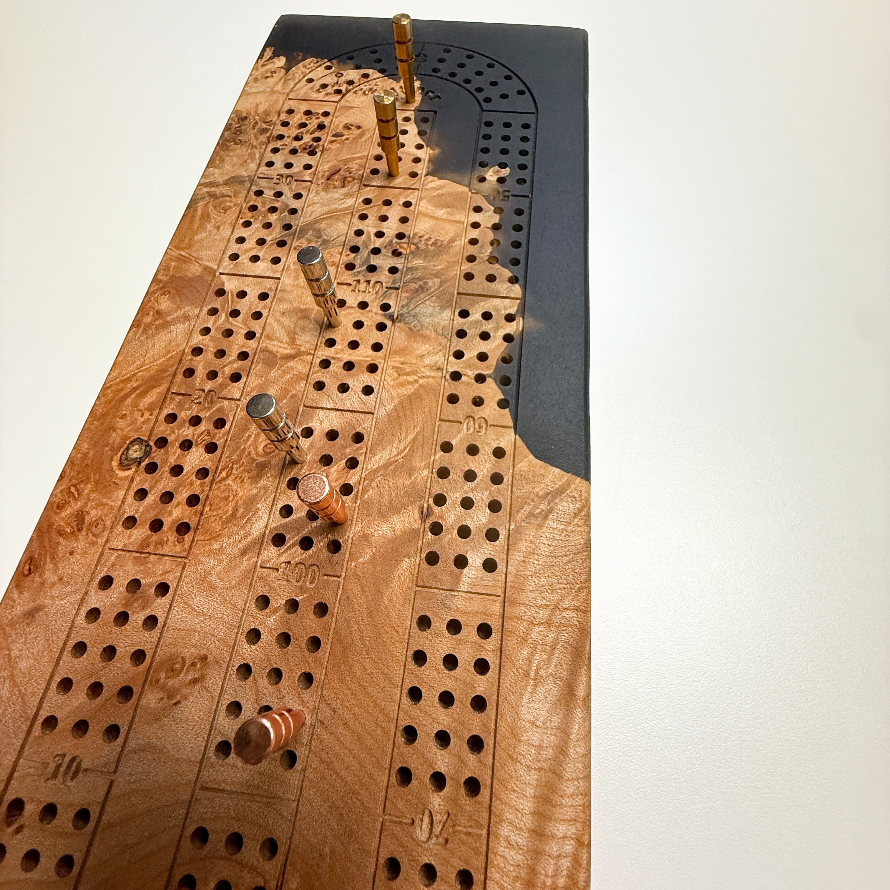 Maple Burl & Black Epoxy Crib Board