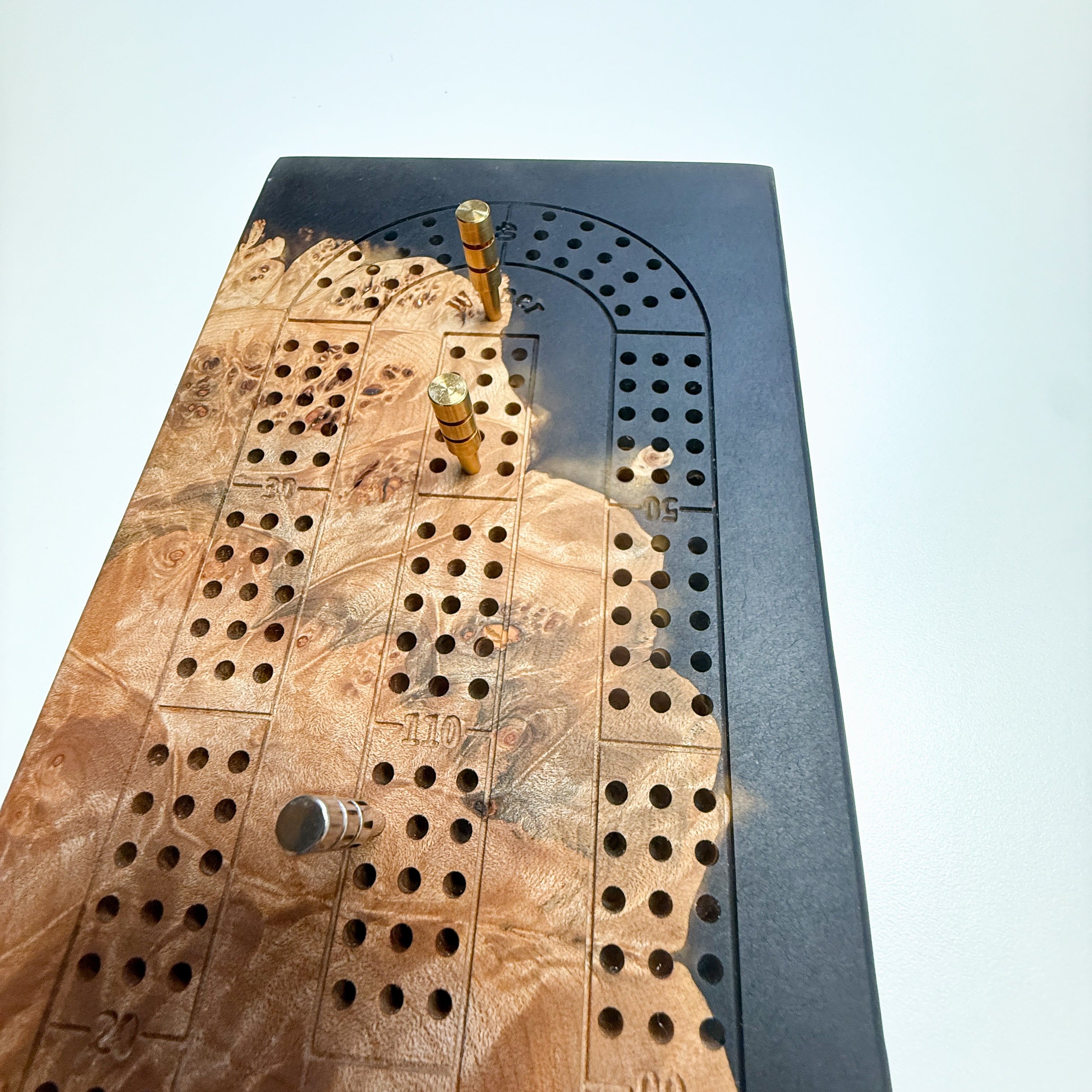 Maple Burl & Black Epoxy Crib Board