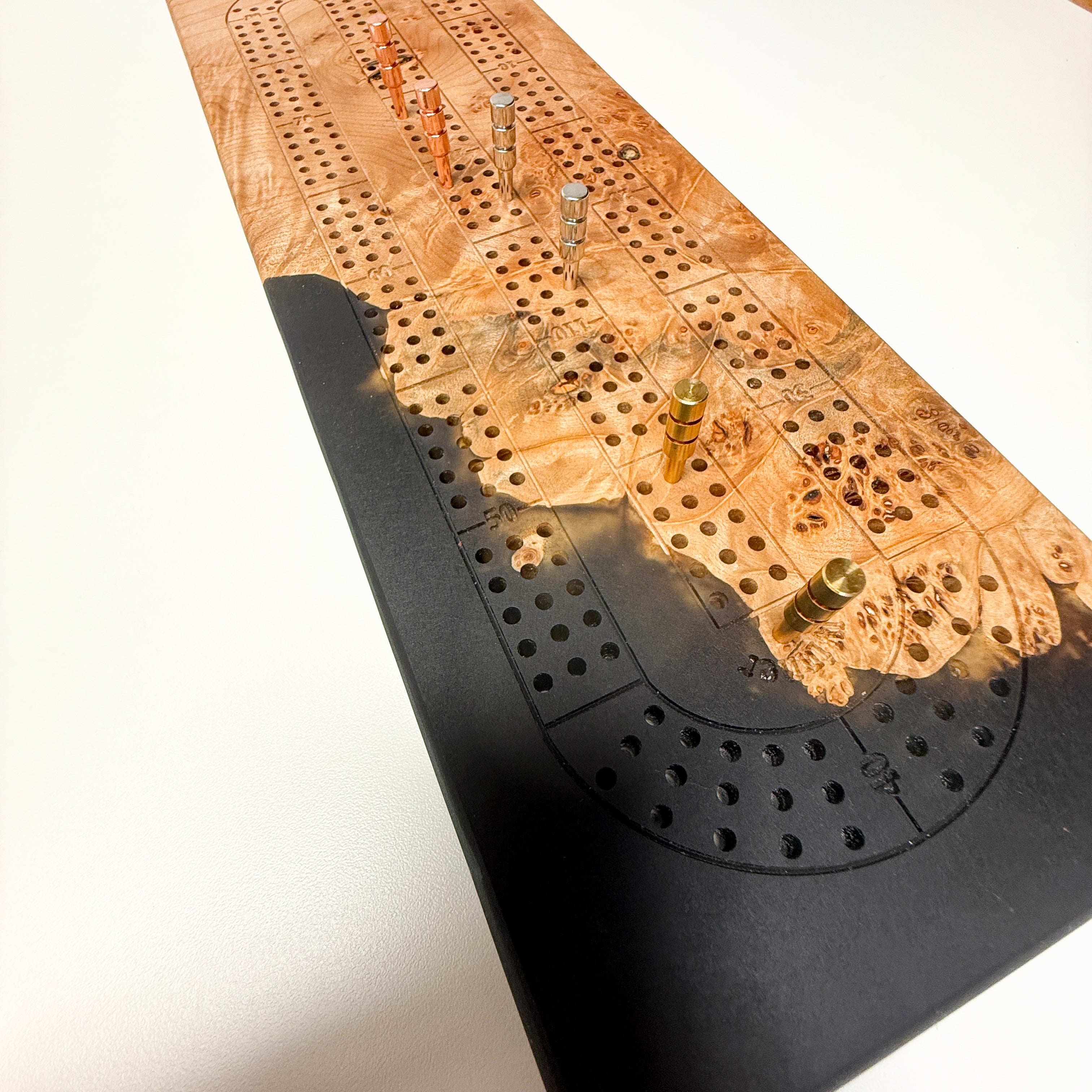 Maple Burl & Black Epoxy Crib Board