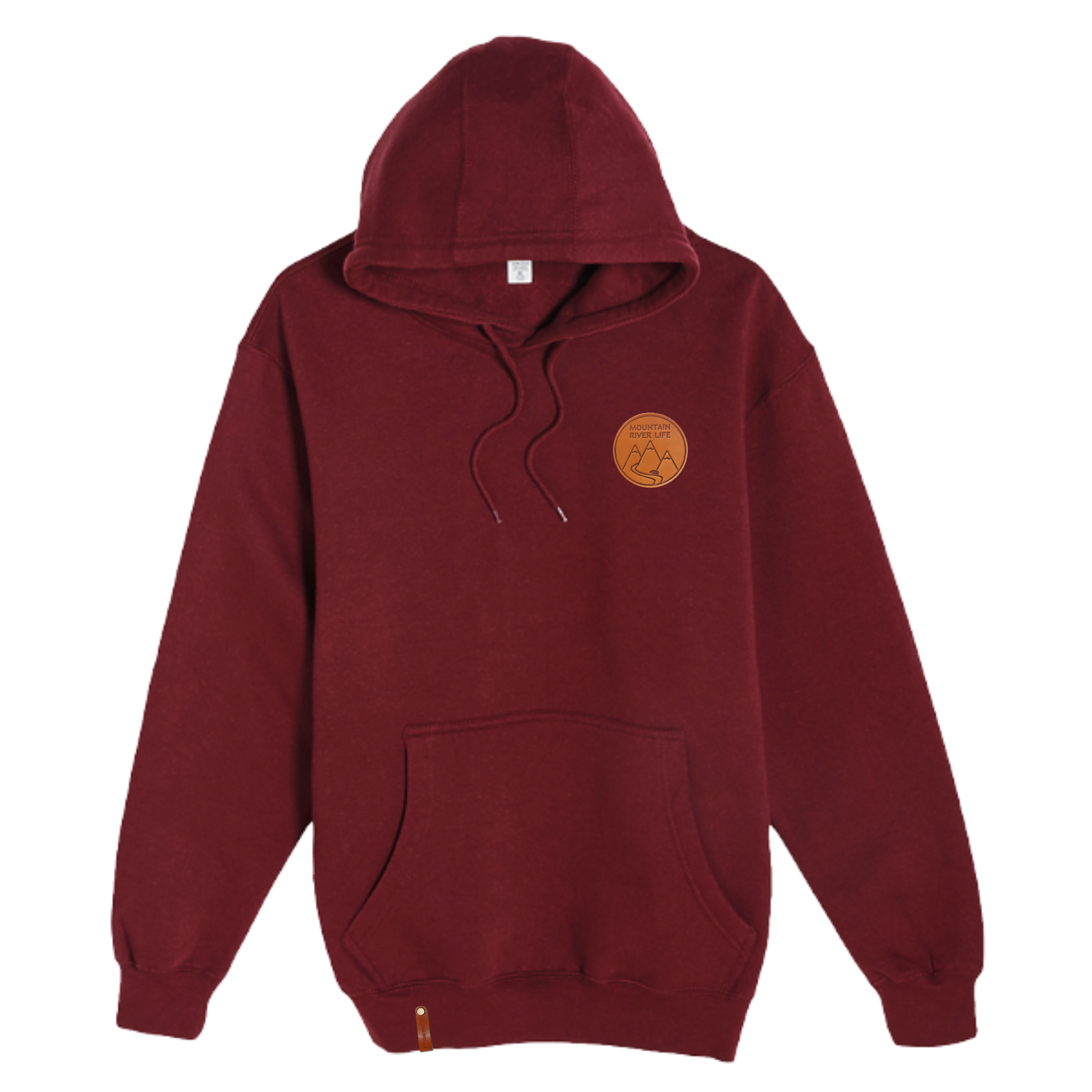 Mountain River Life Leather Patch Hoodie