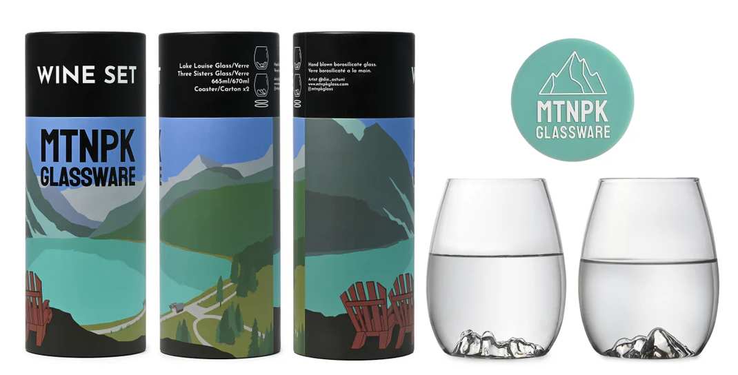 MTNPK Wine Glass Set - 3 Sisters & Lake Louise