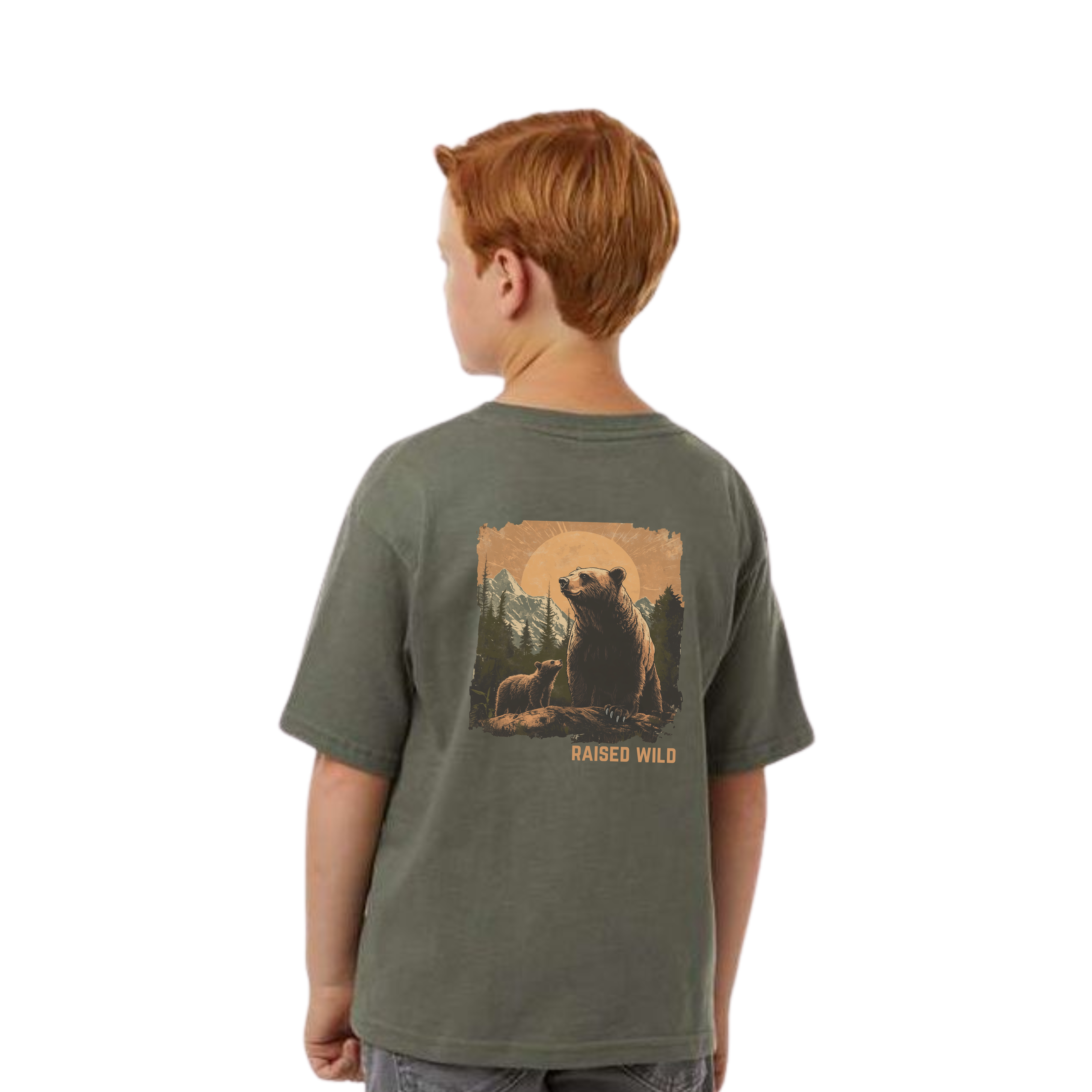 Raised Wild Bear Youth T-Shirt