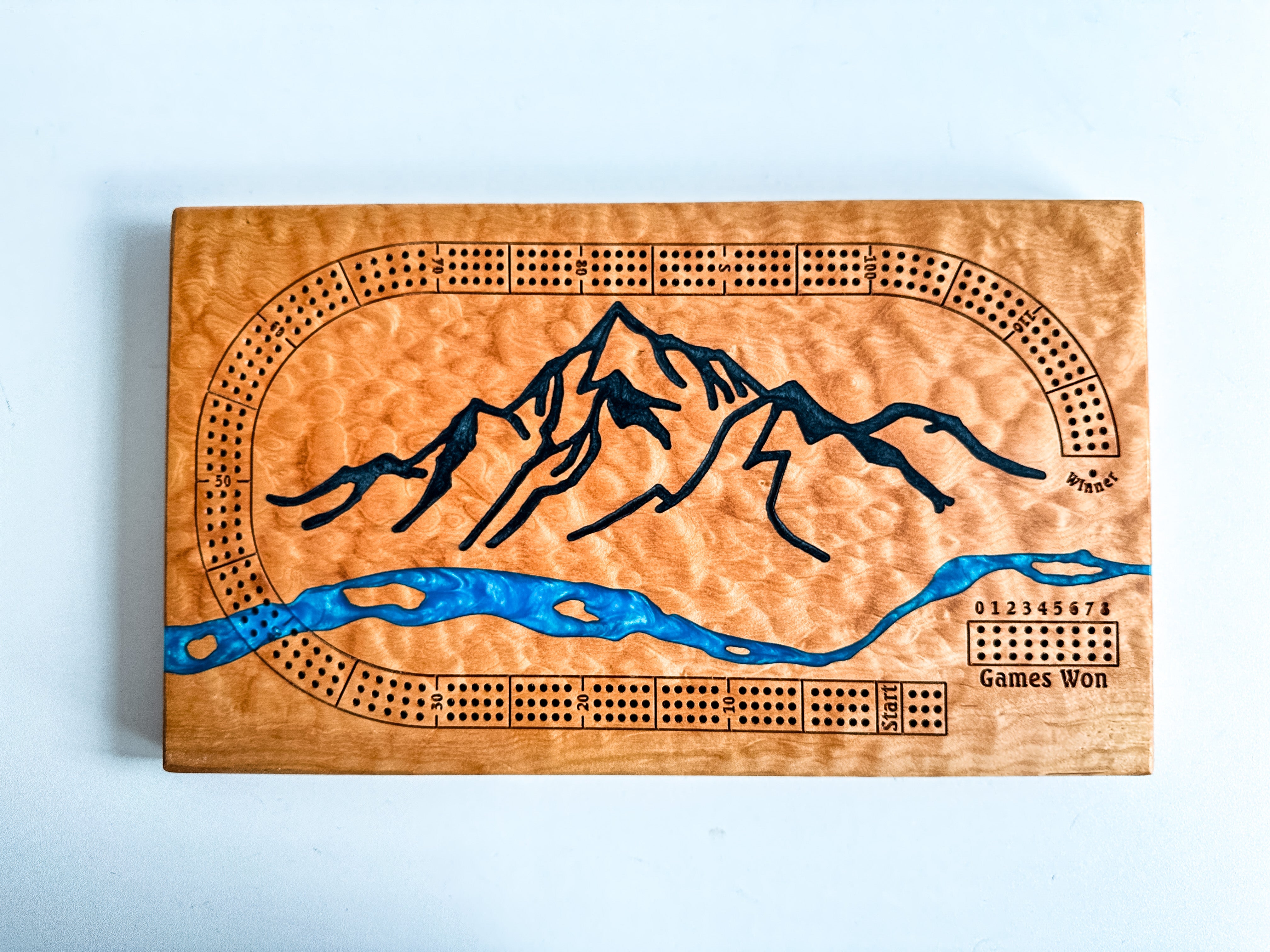 Mountain River Cribbage Board