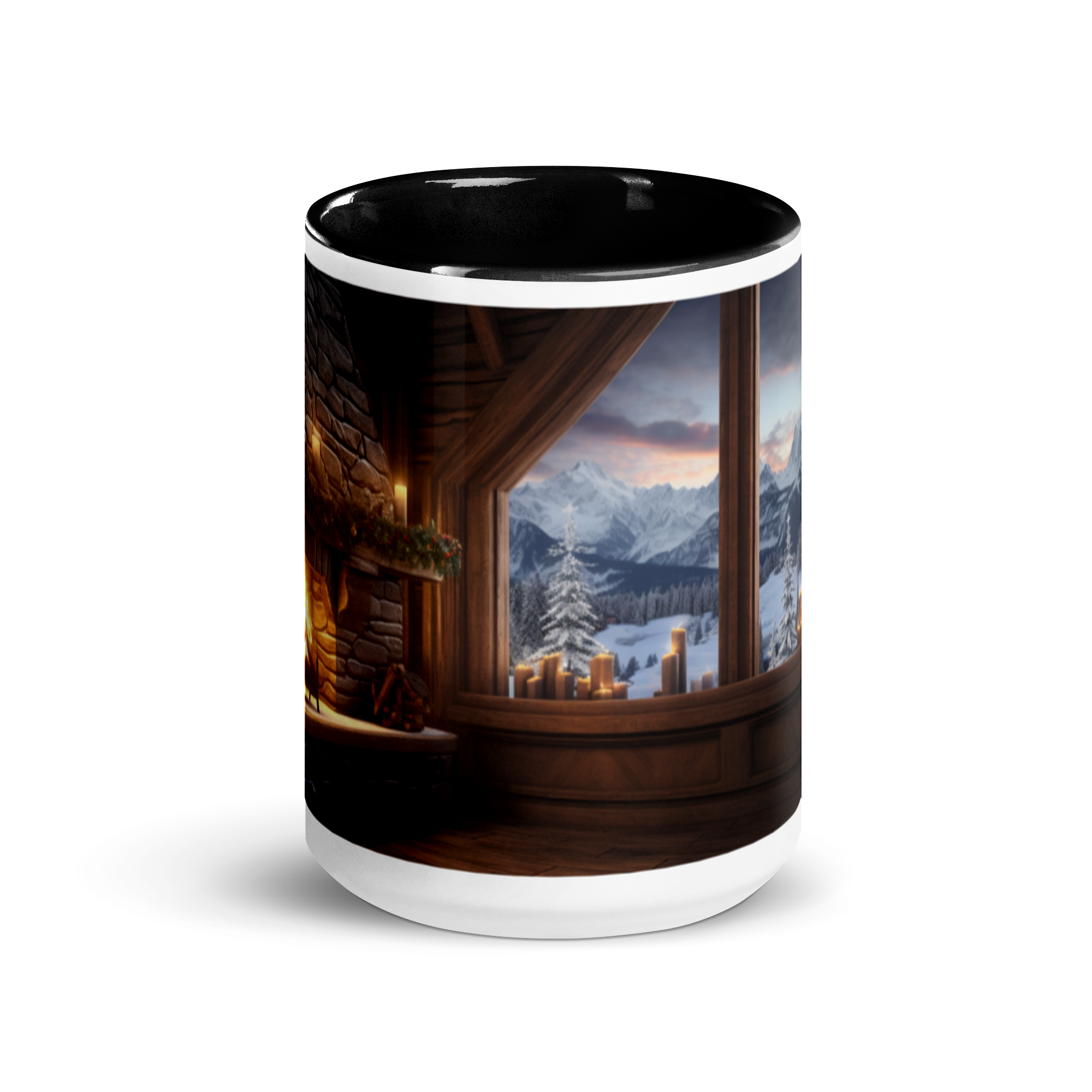 Large Cozy Chalet Coffee Mug with Black Inside