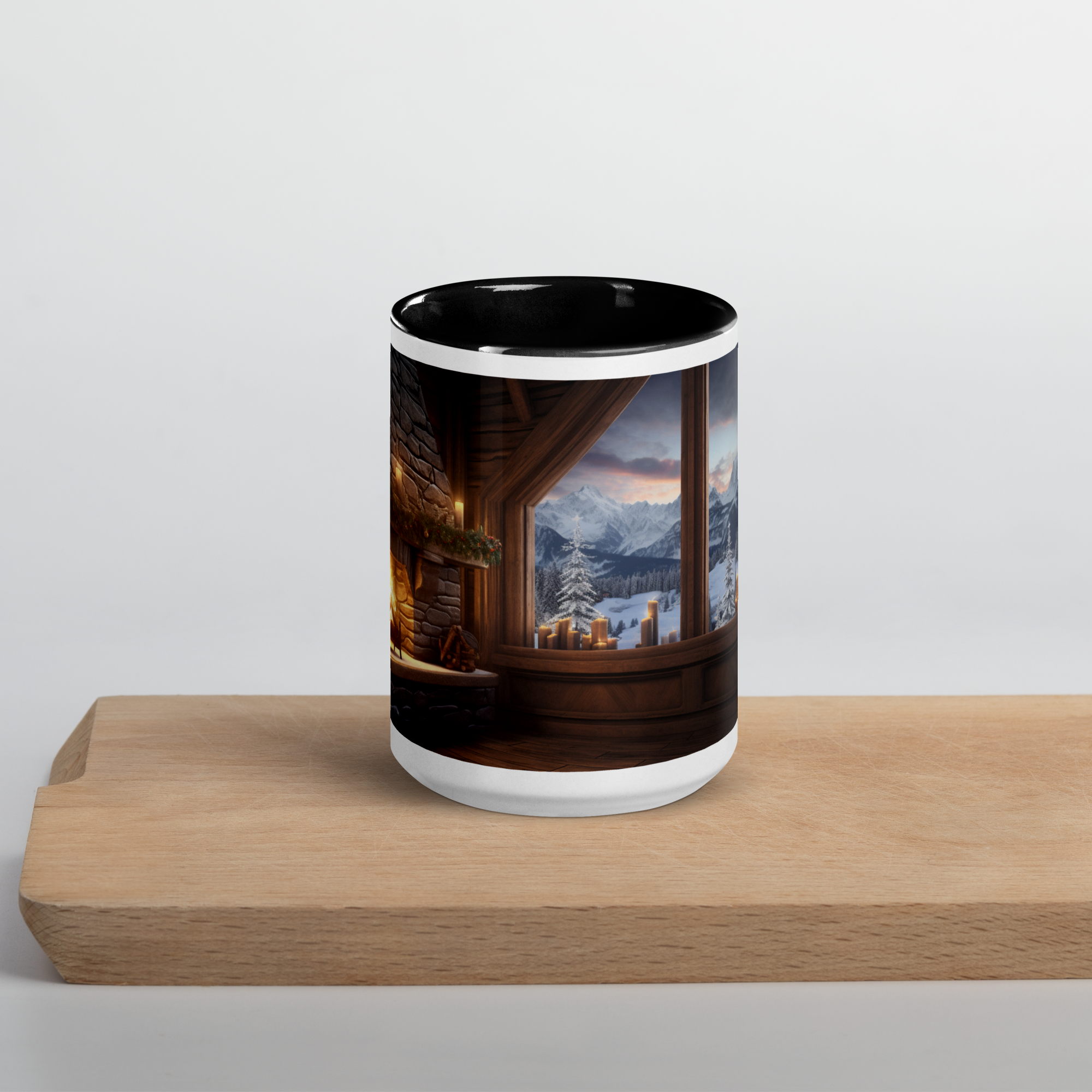 Large Cozy Chalet Coffee Mug with Black Inside