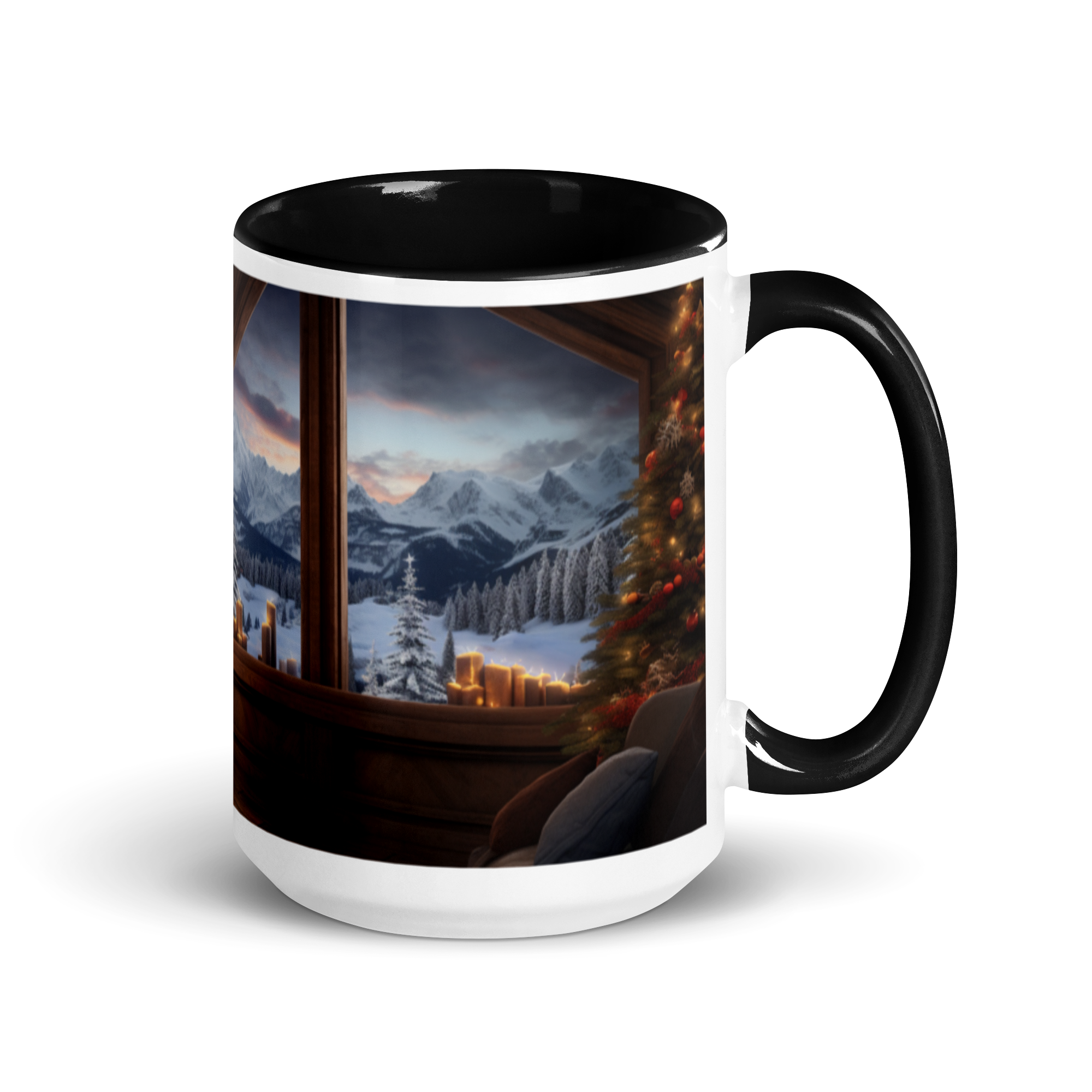 Large Cozy Chalet Coffee Mug with Black Inside