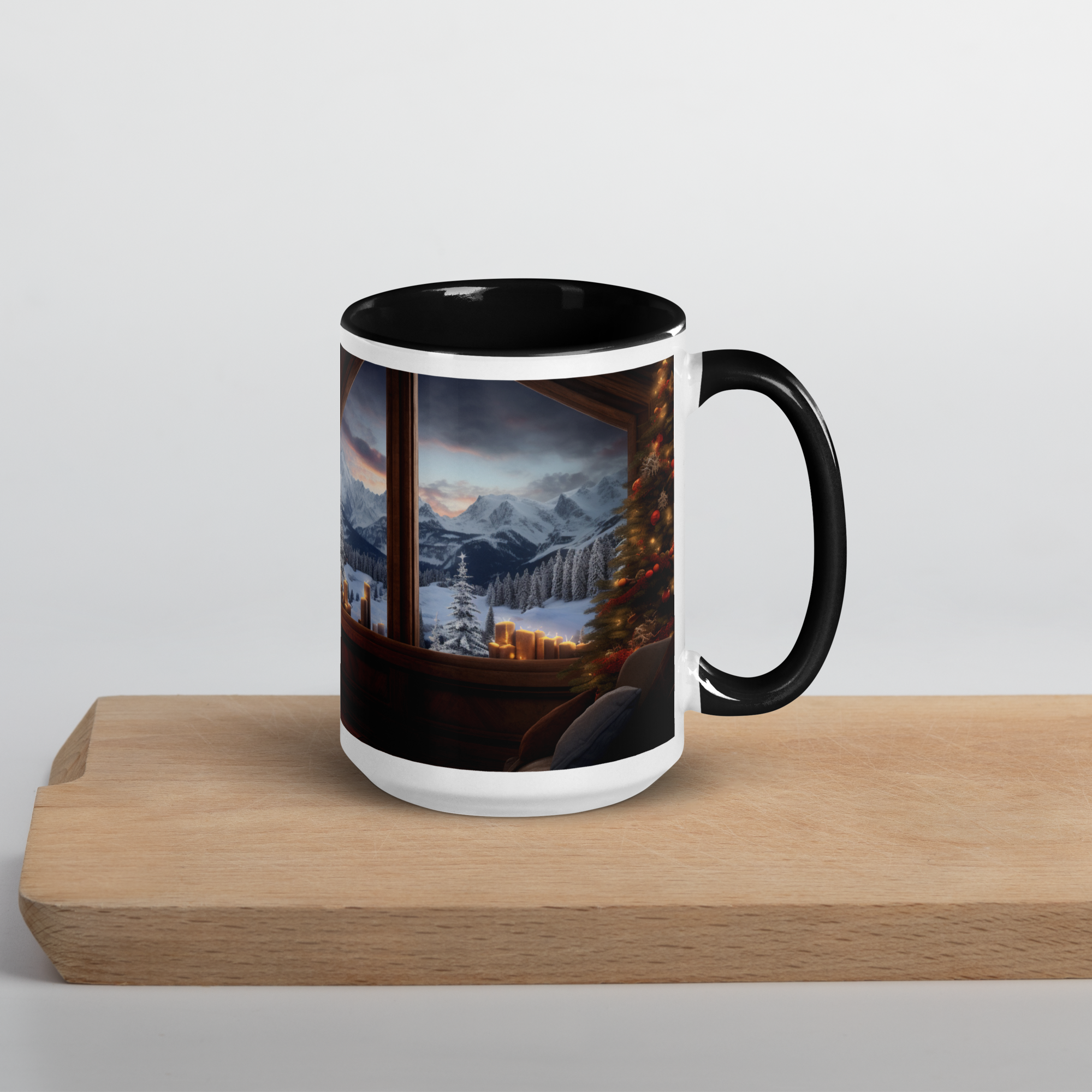 Large Cozy Chalet Coffee Mug with Black Inside