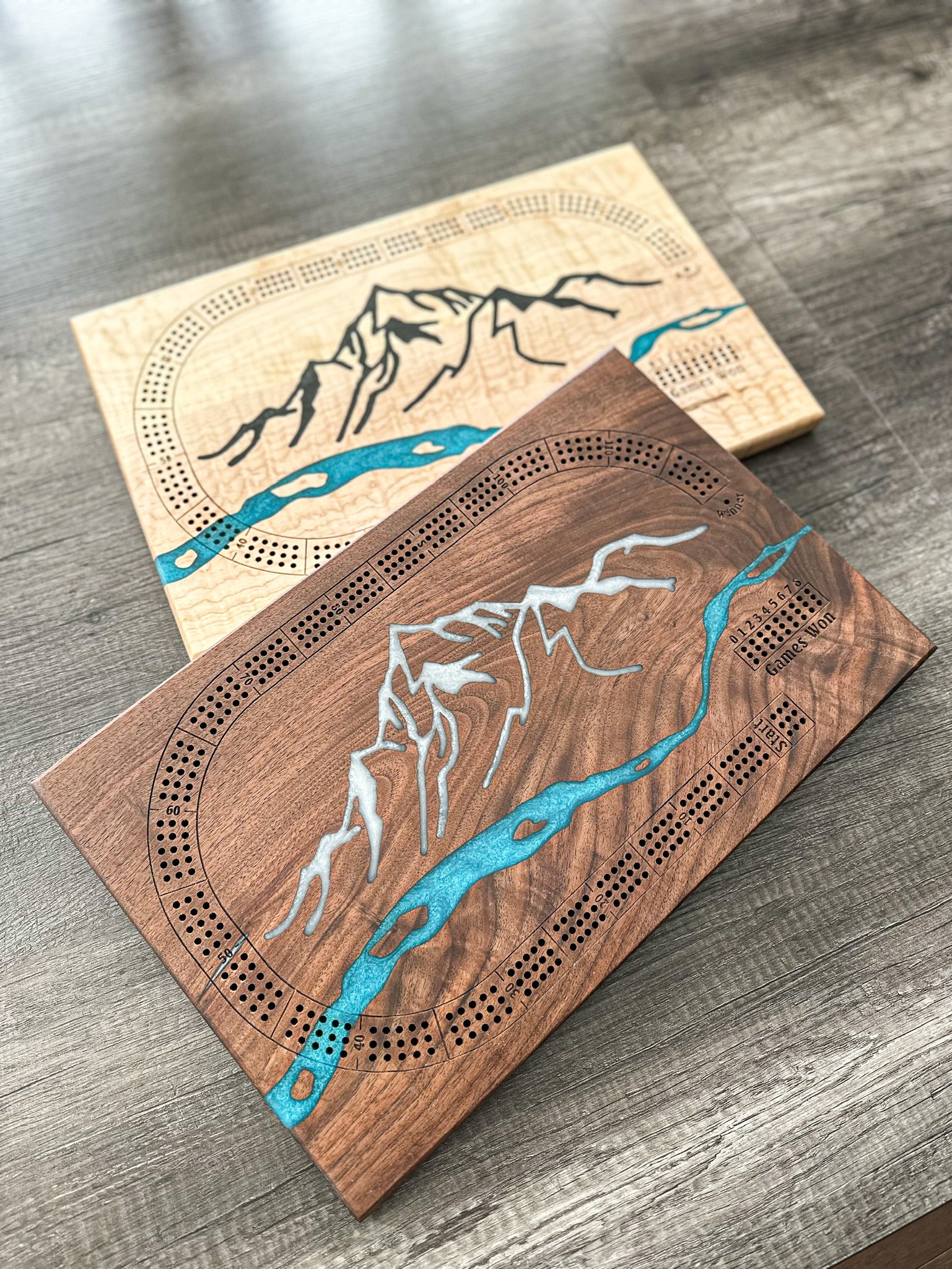 Mountain River Cribbage Board