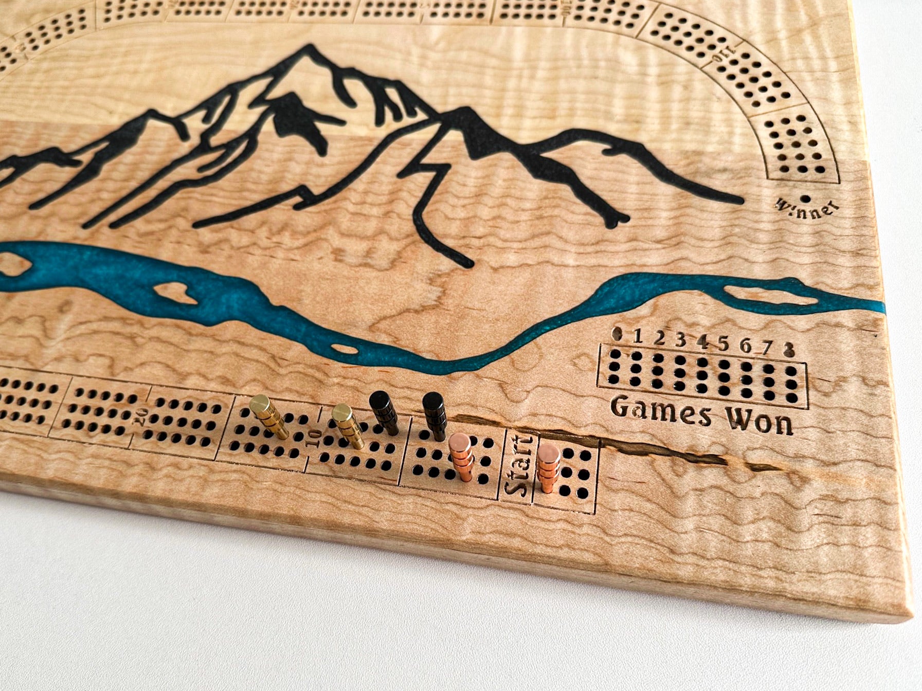Mountain River Cribbage Board