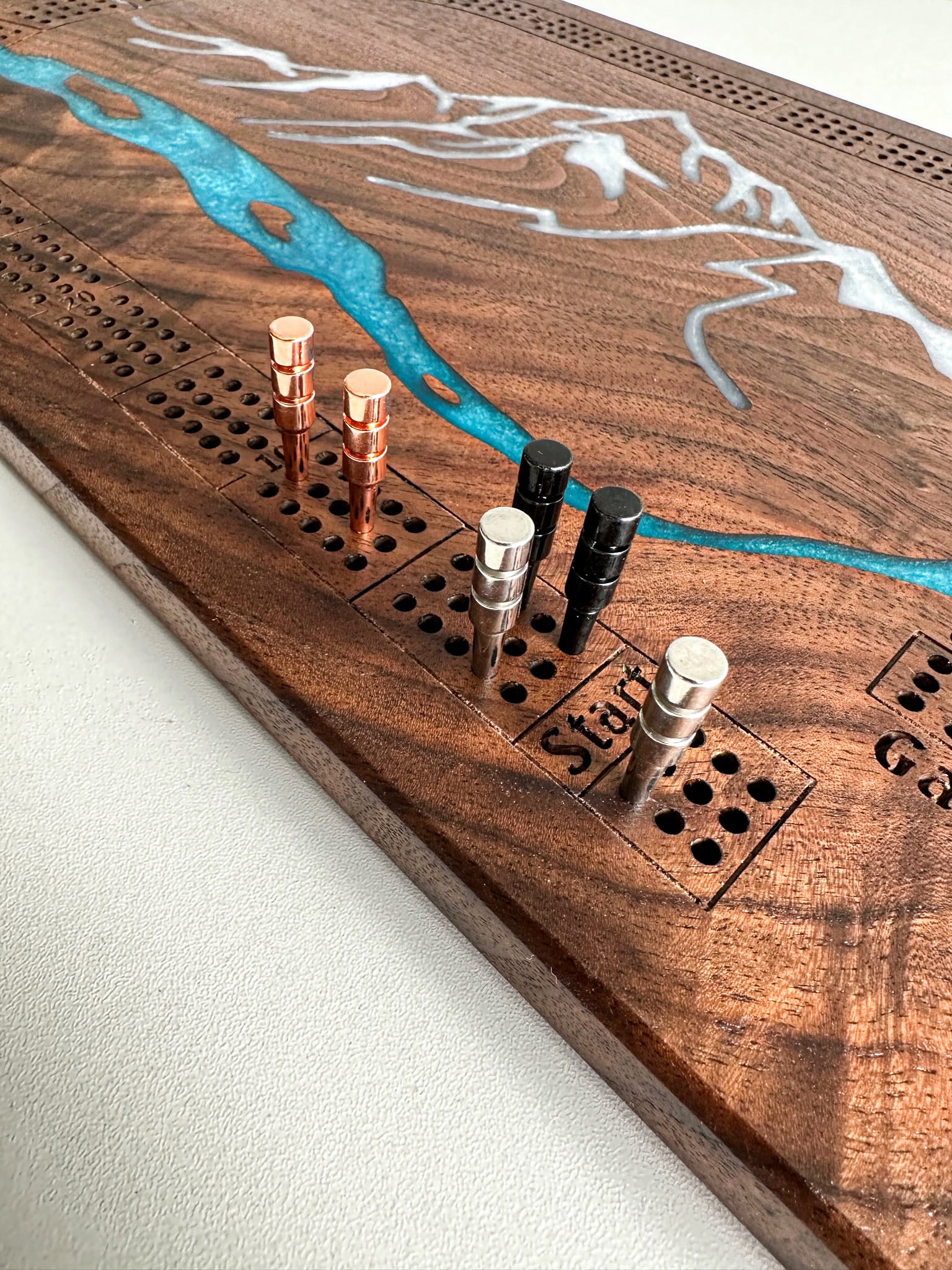 Mountain River Cribbage Board
