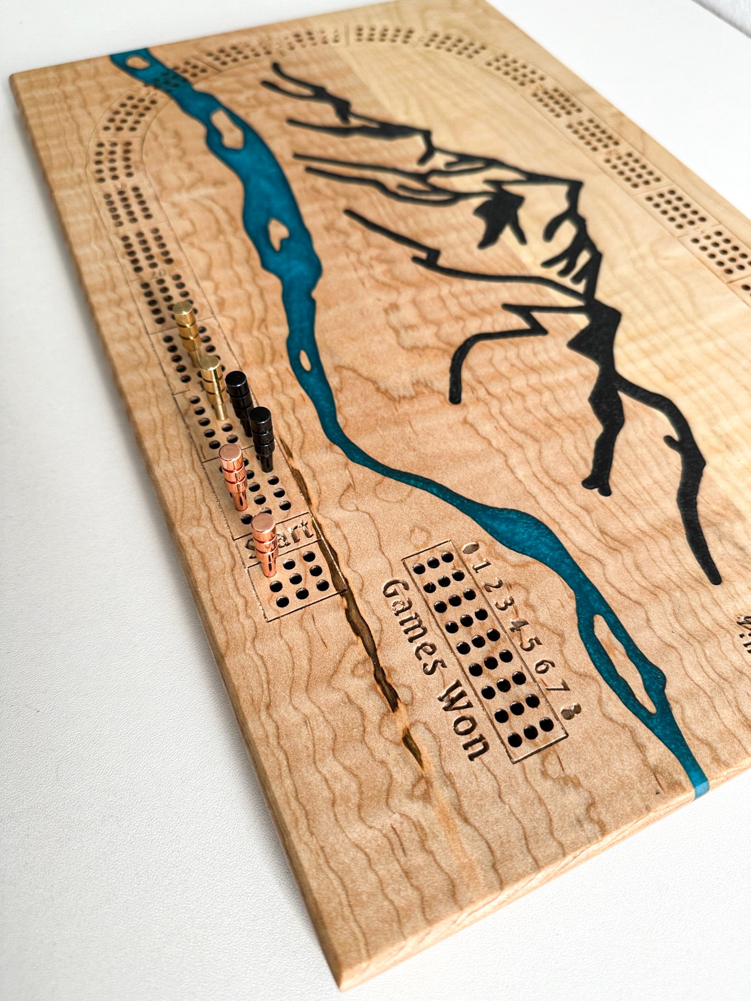 Mountain River Cribbage Board