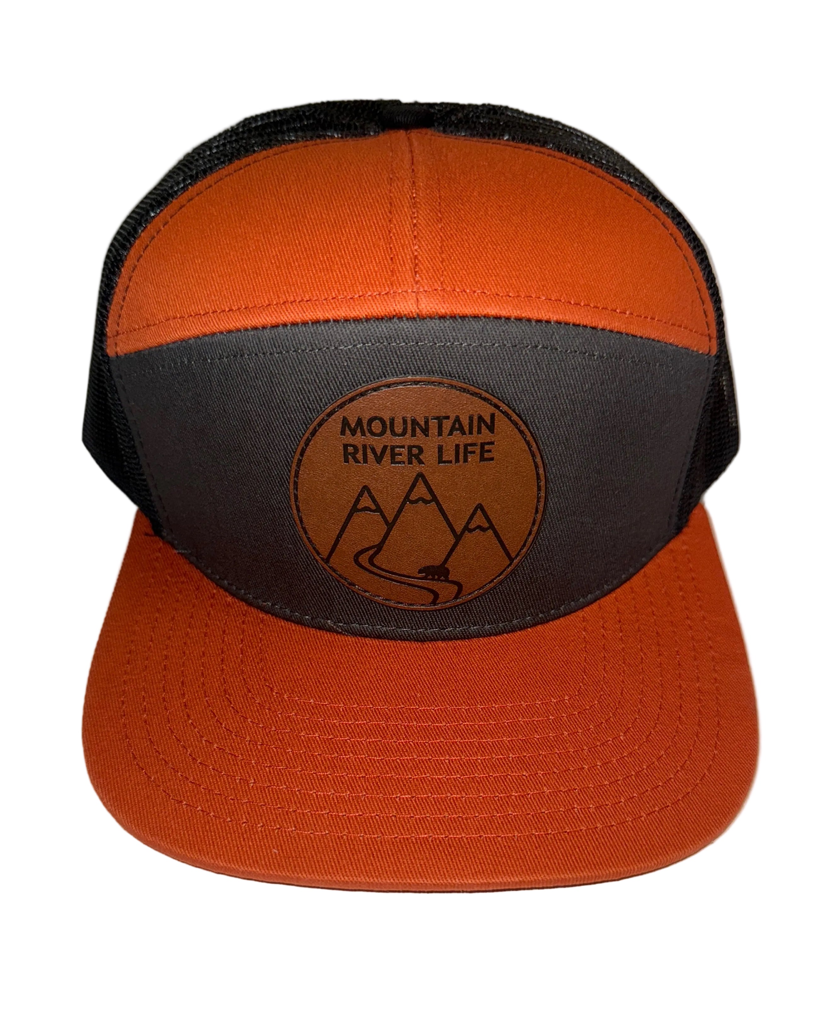 Mountain River Life Leather Patch Trucker Hats