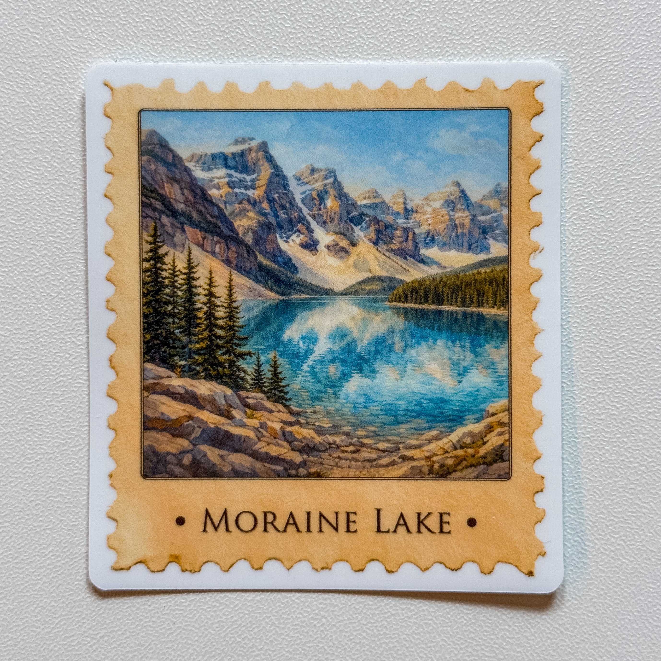 Moments in Banff Stamp Sticker — Moraine Lake (2.42" x 2.75")