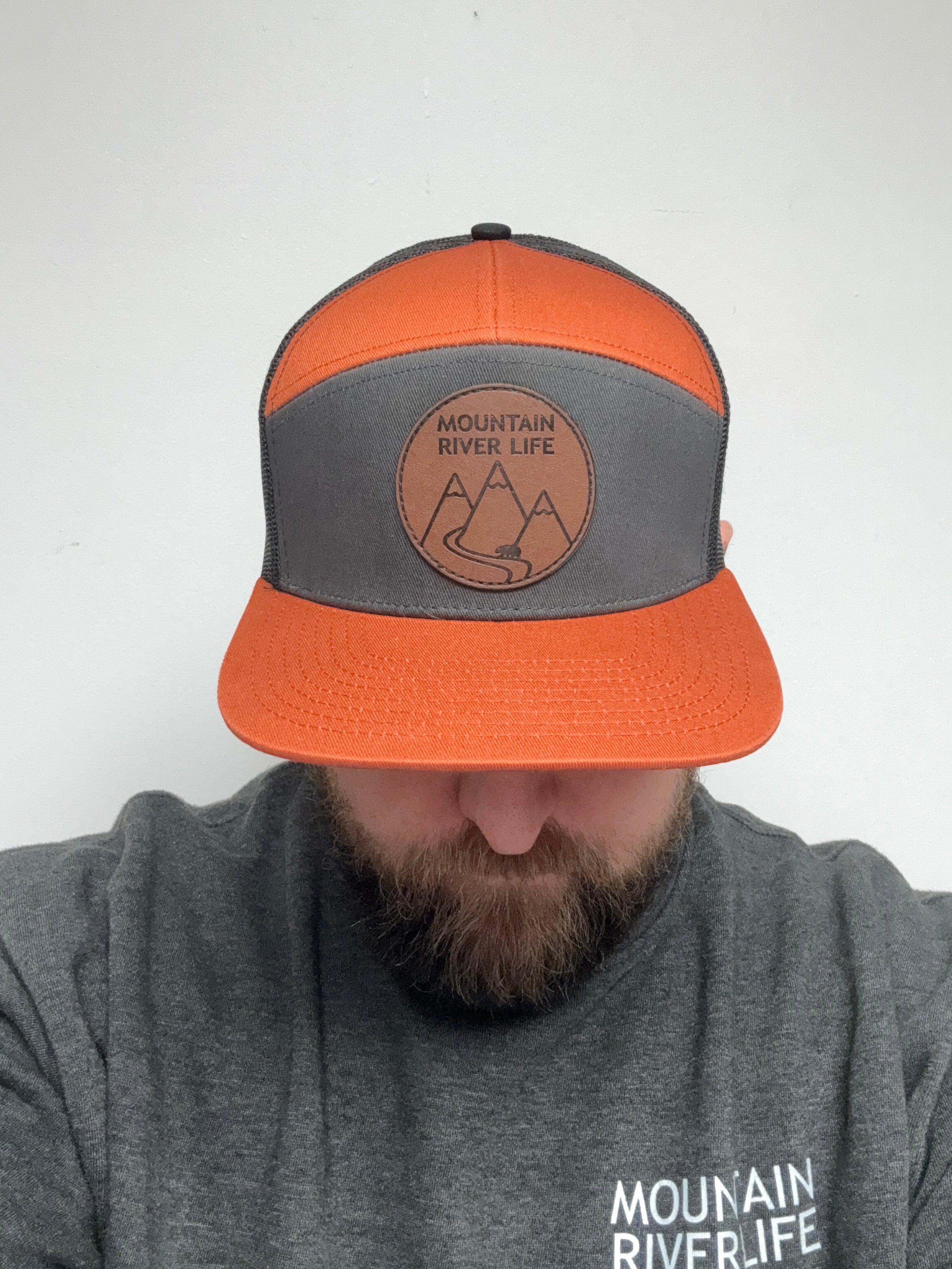 Mountain River Life Leather Patch Trucker Hats