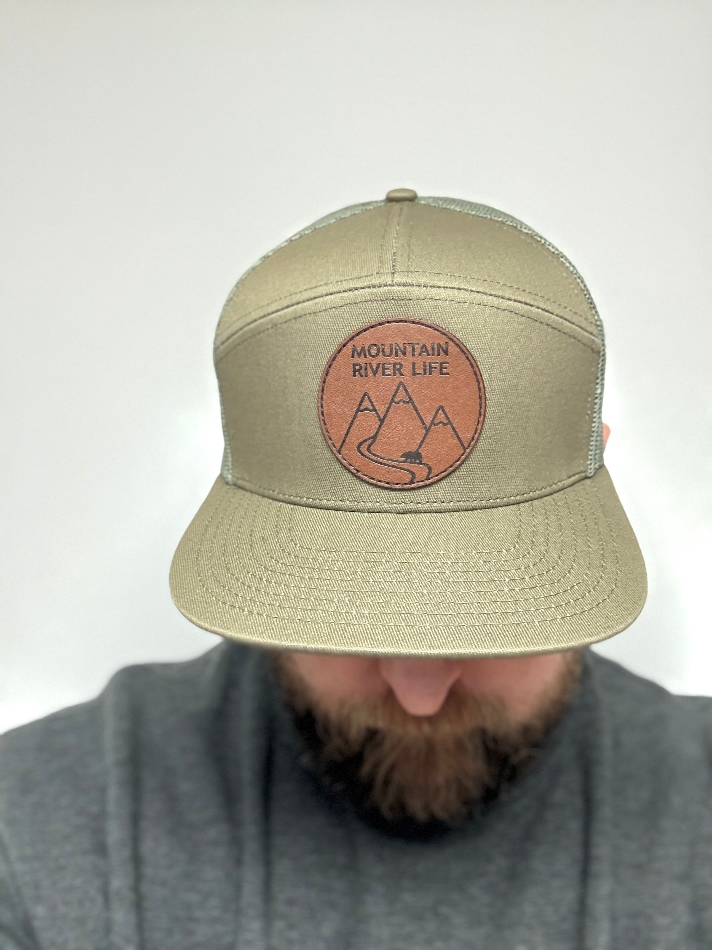 Mountain River Life Leather Patch Trucker Hats