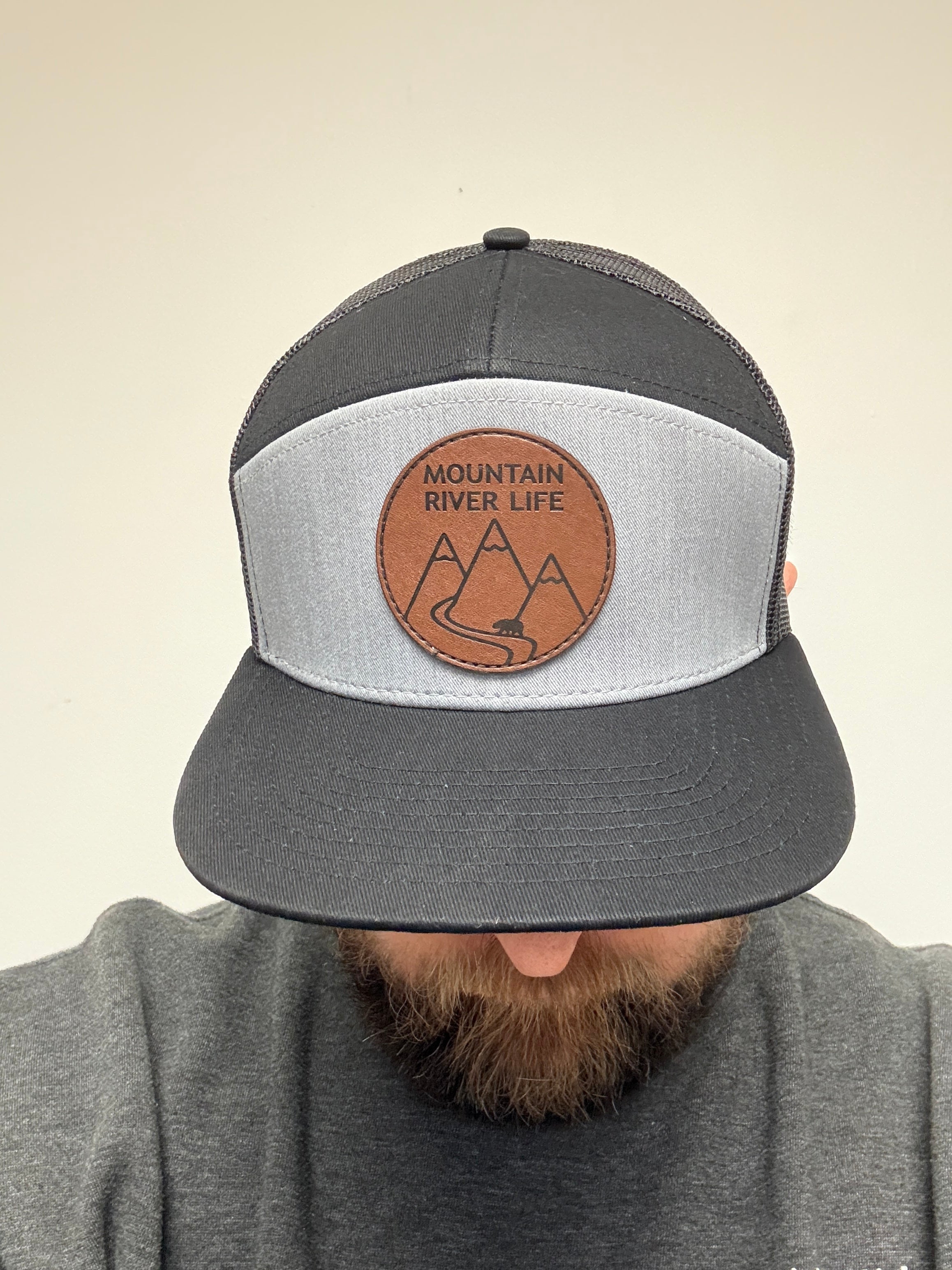 Mountain River Life Leather Patch Trucker Hats