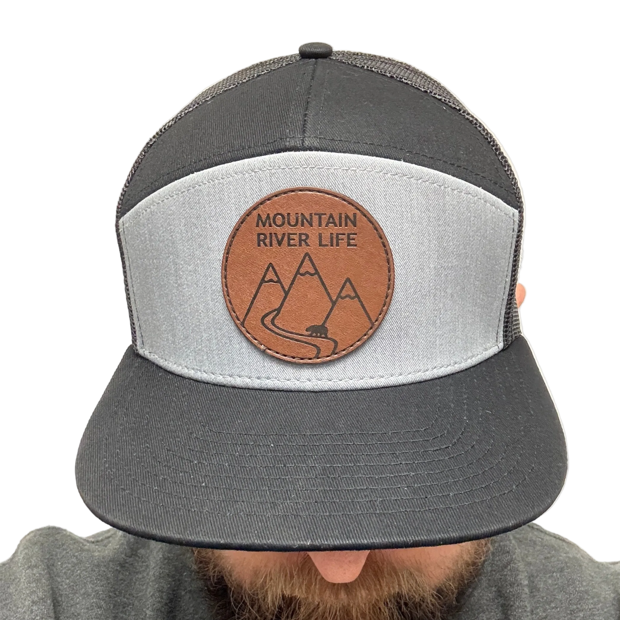 Mountain River Life Leather Patch Trucker Hats