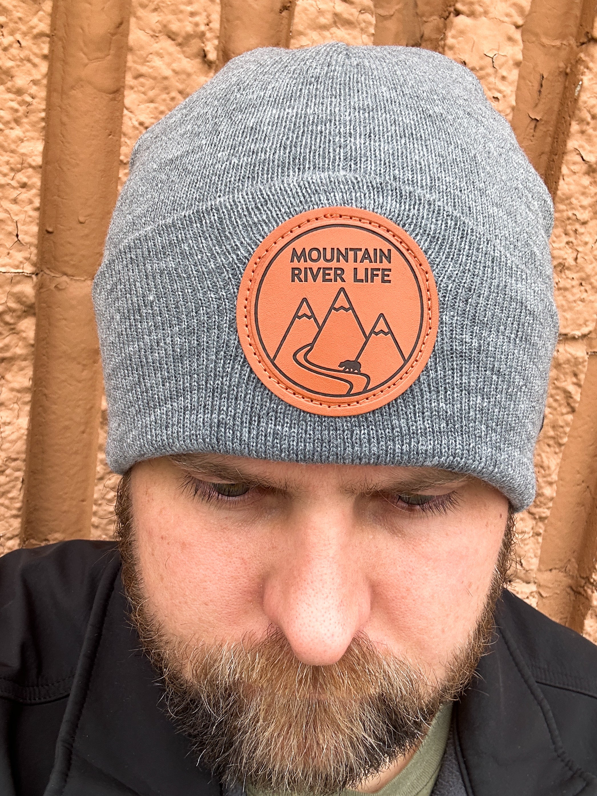 Mountain River Life Leather Patch Toque