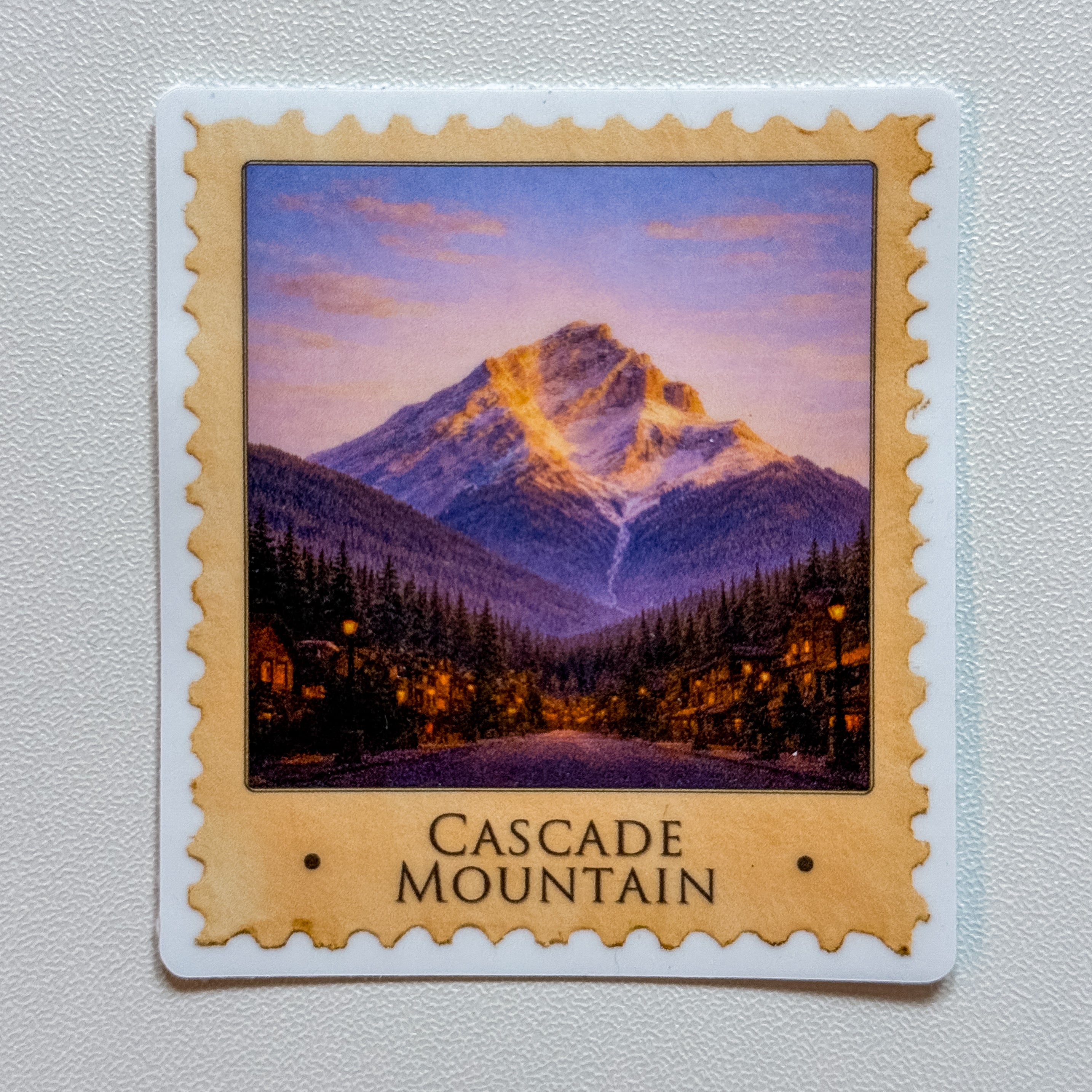Moments in Banff Stamp Sticker — Cascade Mountain (2.42" x 2.75")
