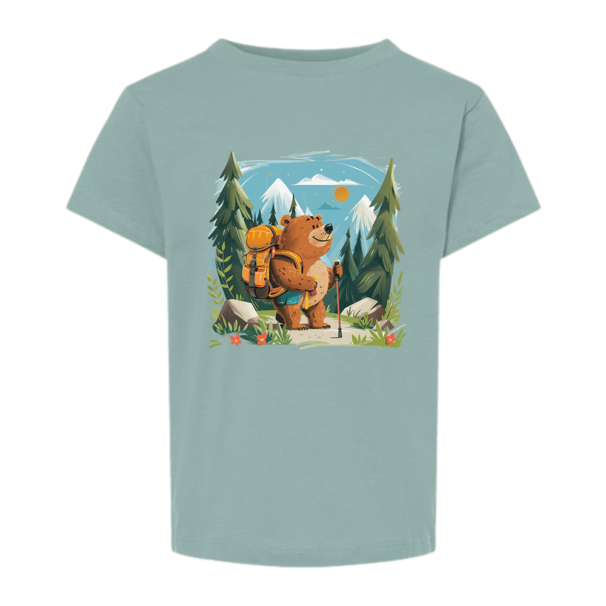 Adventure Bear Toddler Tee - Dusty Blue