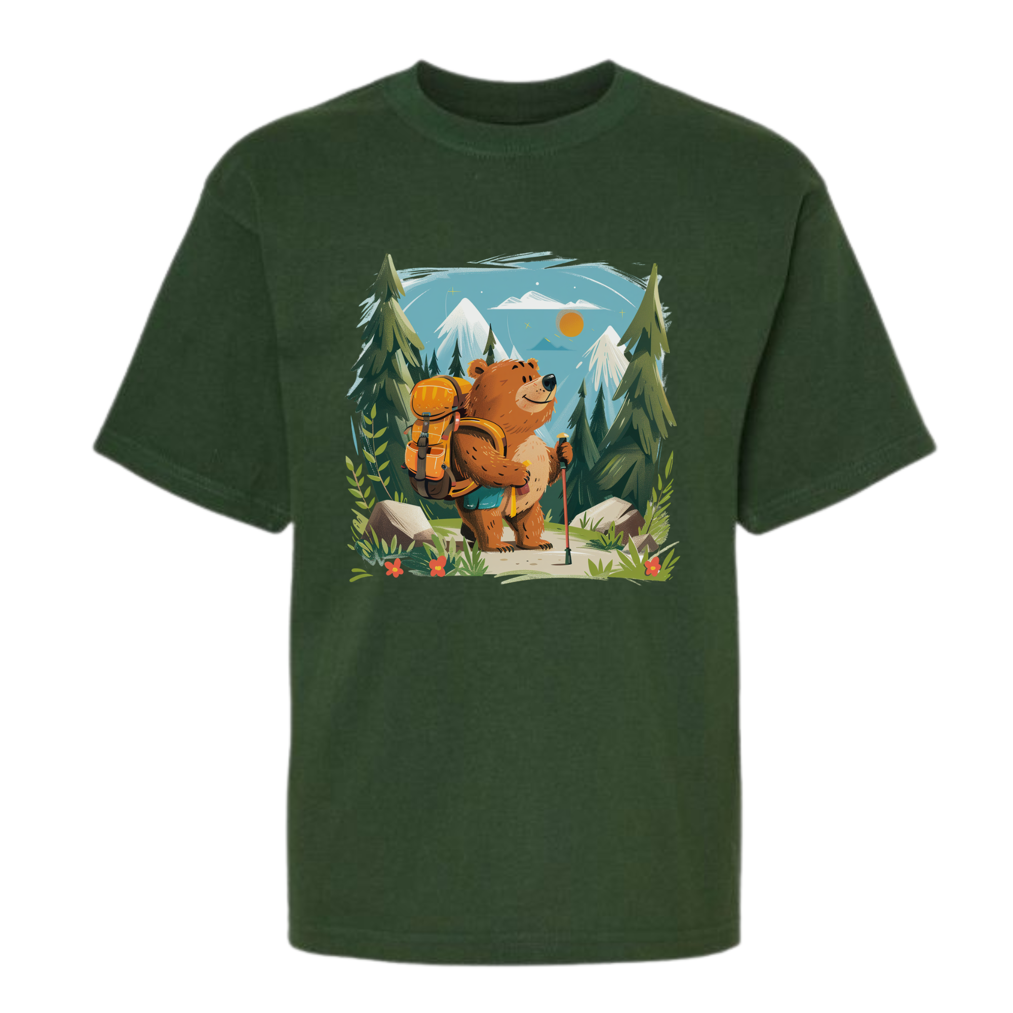 Adventure Bear Kids Tee - Forest Green