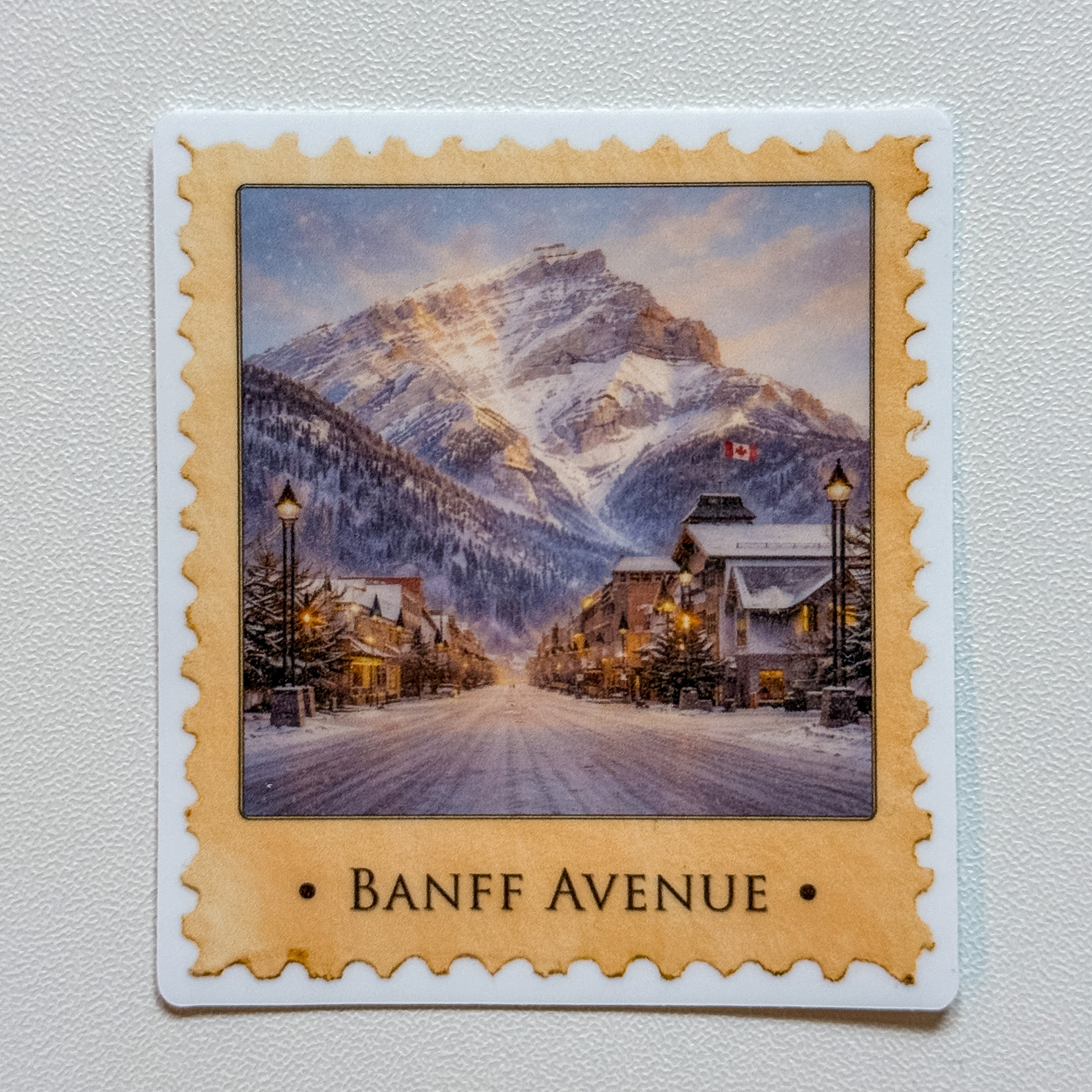 Moments in Banff Stamp Sticker — Banff Avenue (2.42" x 2.75")